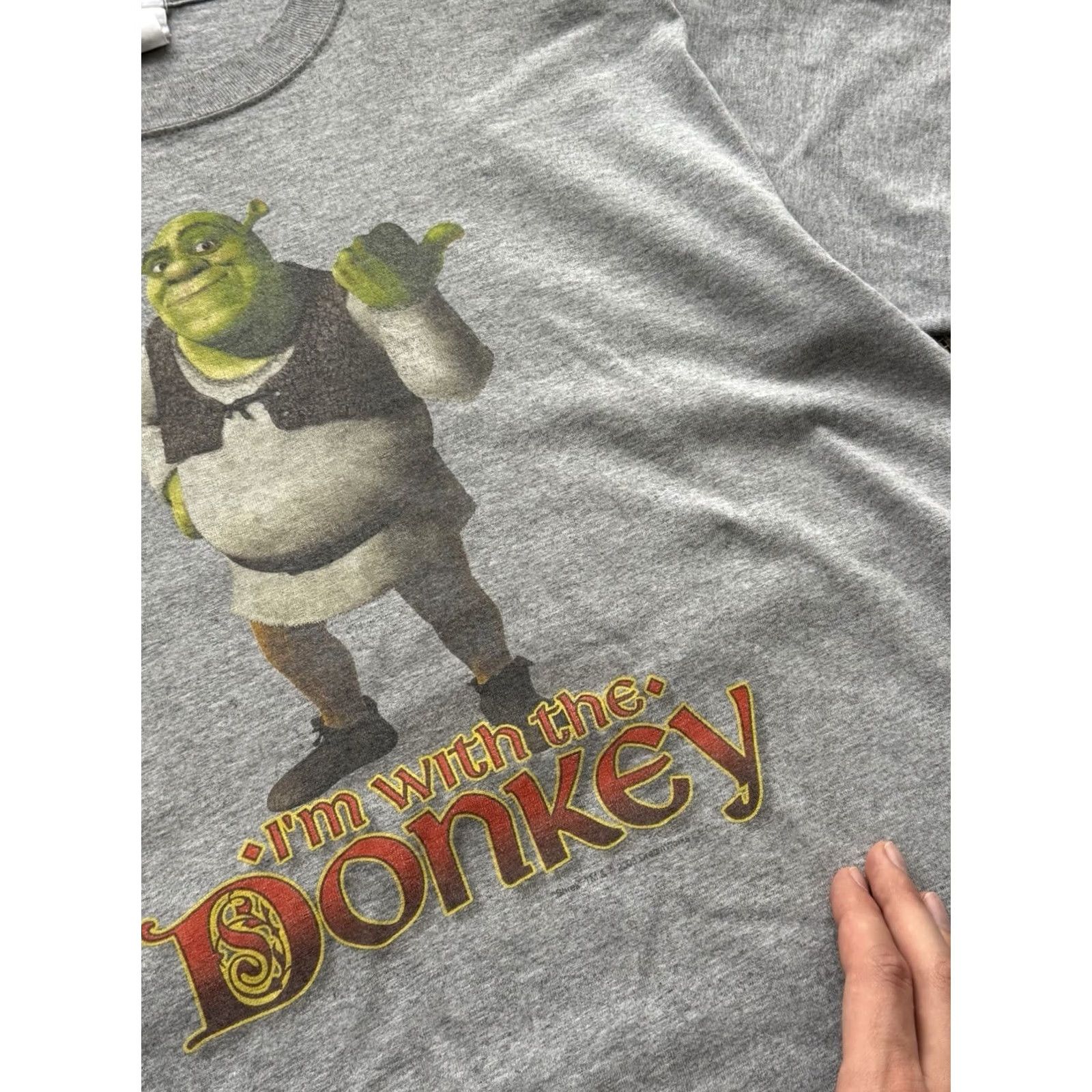 Vintage VINTAGE Universal Studios Hollywood Shrek Donkey Movie Promo Shirt M Gray Cotton Logo 90s Merch Mens T-Shirt Size US M / EU 48-50 / 2 - 5 Thumbnail