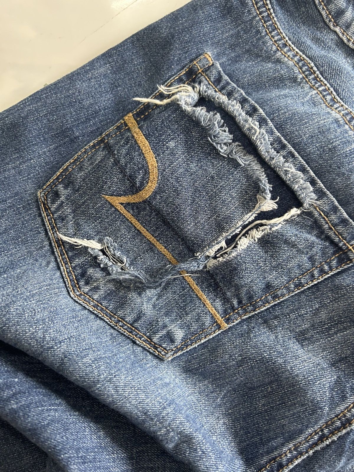 Japanese Brand × Vintage 💥Vintage Japanese Denim Ripped Jeans Size US 37 - 19 Thumbnail
