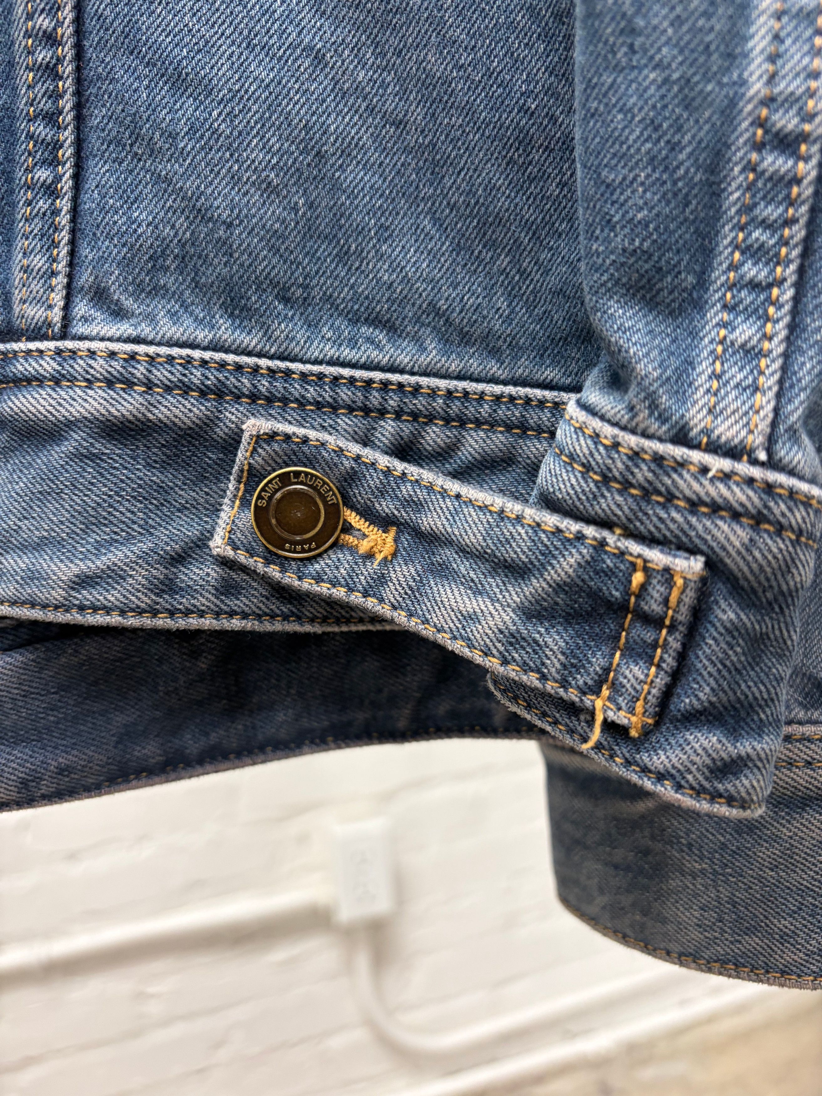 Saint Laurent Paris Saint Laurent ‘Garment Dyed’ Blue Denim Trucker Jacket Size US L / EU 52-54 / 3 - 5 Thumbnail