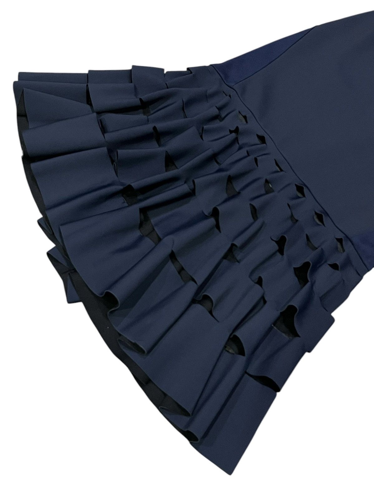 Japanese Brand 💥ELAU 2 TONE NAVY SLASH RUFFLE Elastic Midi Skirt💥DION LEE Size 28" / US 6 / IT 42 - 6 Thumbnail