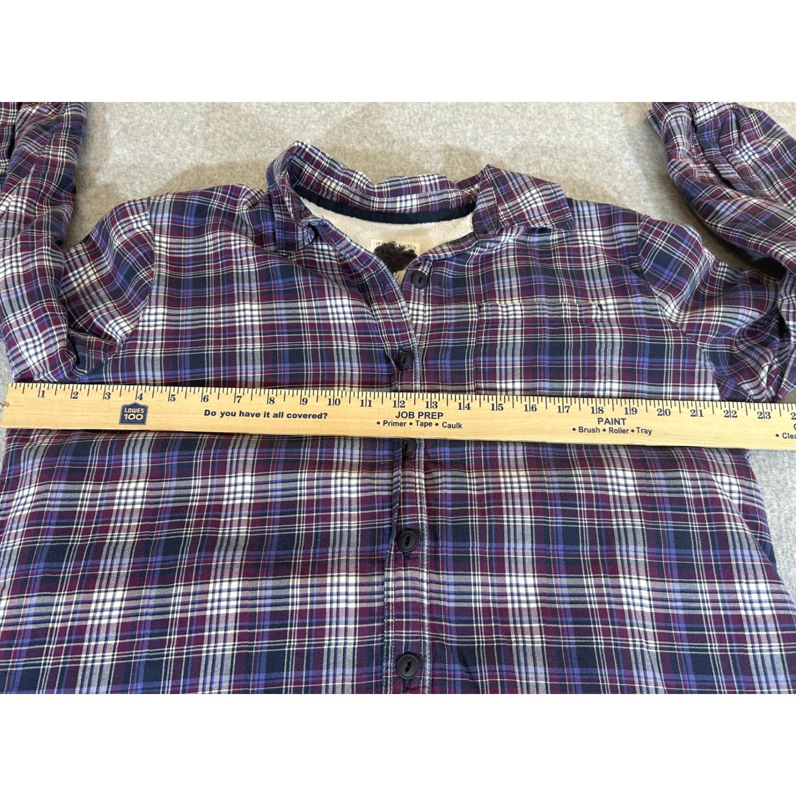 Vintage L.L. Bean Flannel Shirt Womens M Plaid Button-Up Shacket Jacket Top Fleece Lined Casual Fall Winter Violet Purple Size M / US 6-8 / IT 42-44 - 3 Thumbnail