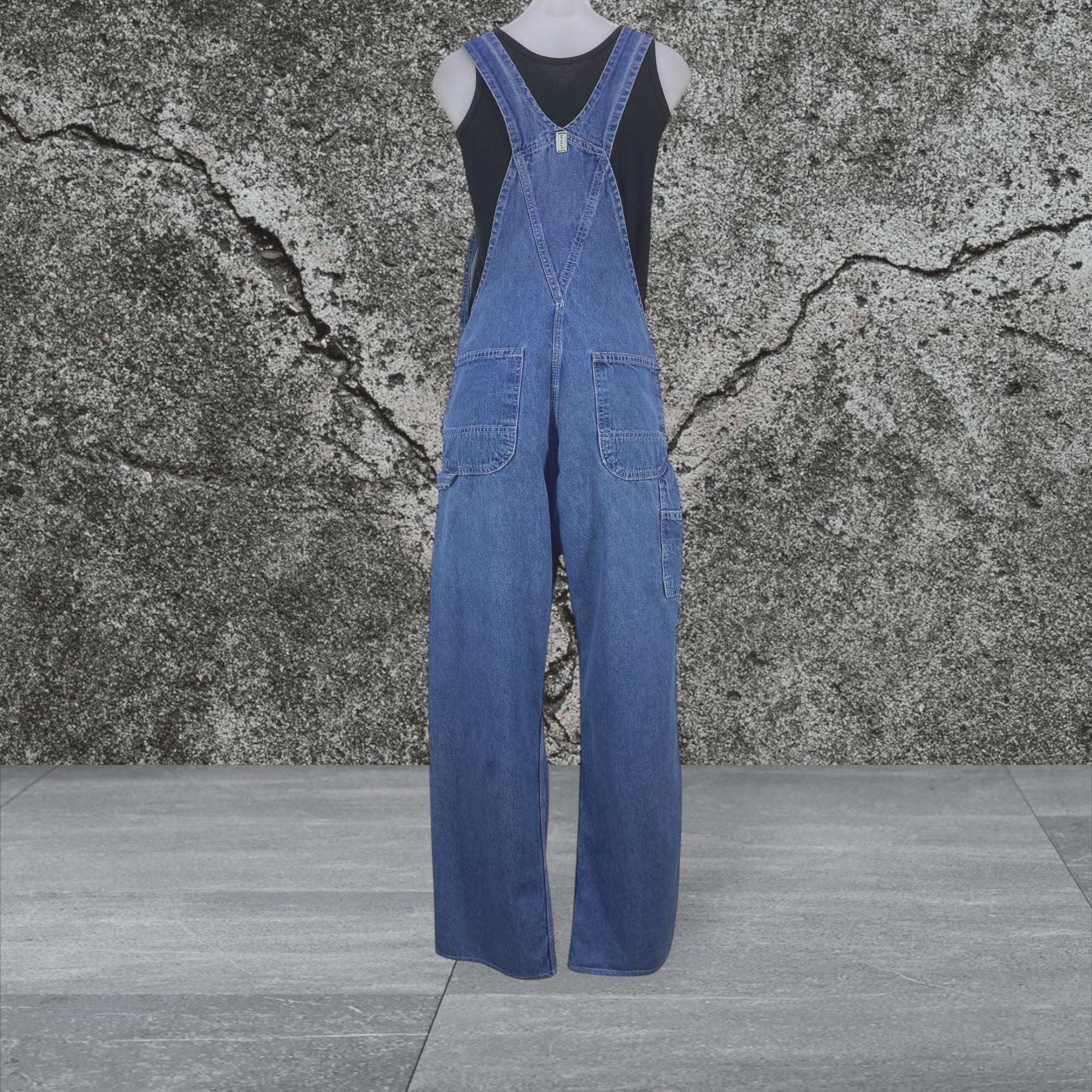 Key Denim Bib Overalls Hip Hop Skateboards Workwear