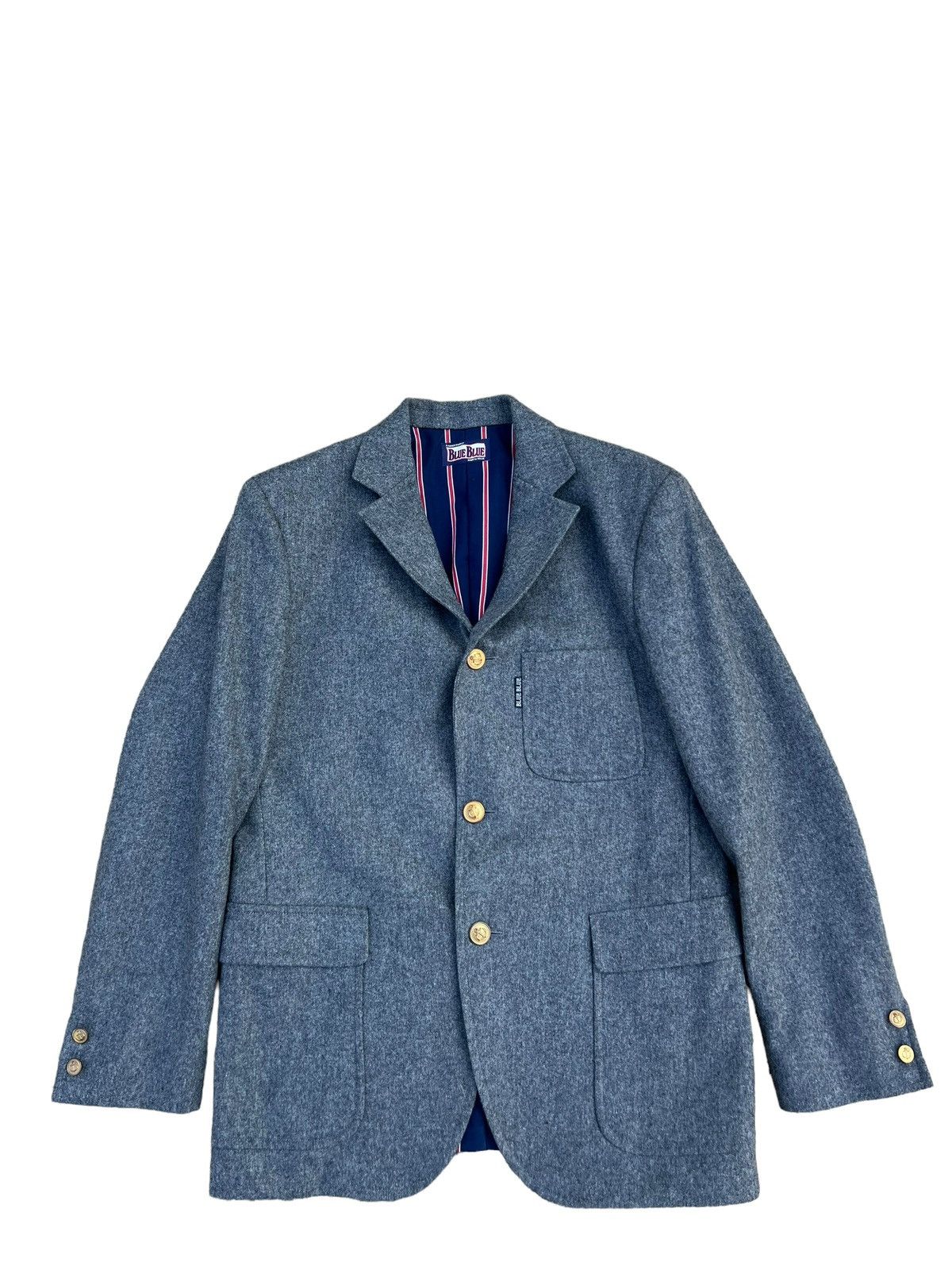 Blue Blue Japan Vintage Blue Blue Japan Grey Wool Coat Blazer Jacket Size US M / EU 48-50 / 2 - 1 Thumbnail