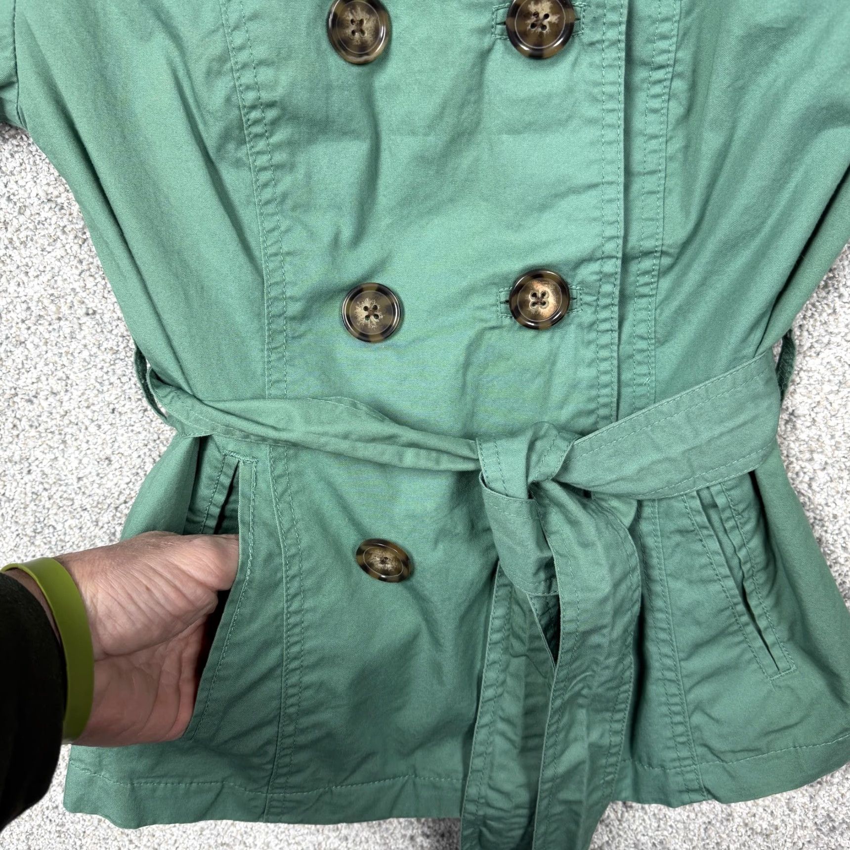 Merona Merona Jacket Womens Small Green Belted Trench Water Repellent Preppy Academia Size S / US 4 / IT 40 - 6 Thumbnail
