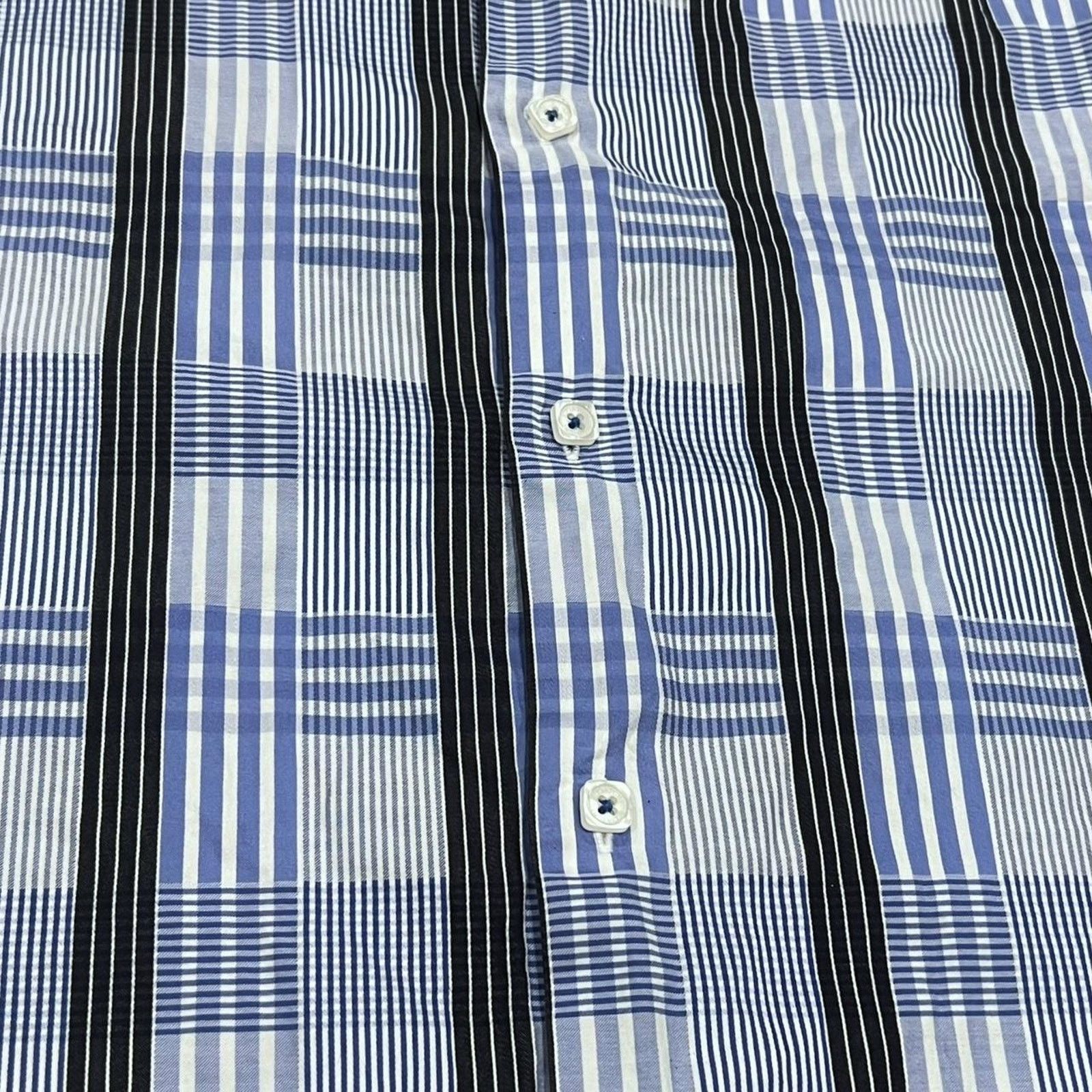 BUGATCHI Bugatchi Plaid Long Sleeve Blue Checkered Button-Up Shirt Size US M / EU 48-50 / 2 - 4 Thumbnail