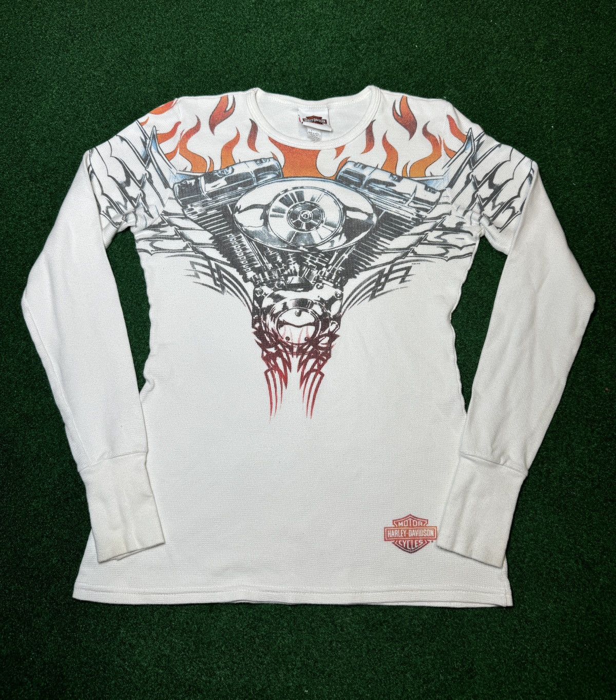 Harley Davidson Y2K Harley Davidson Thermal Flame Biker Grunge Long Sleeve Size M / US 6-8 / IT 42-44 - 1 Thumbnail
