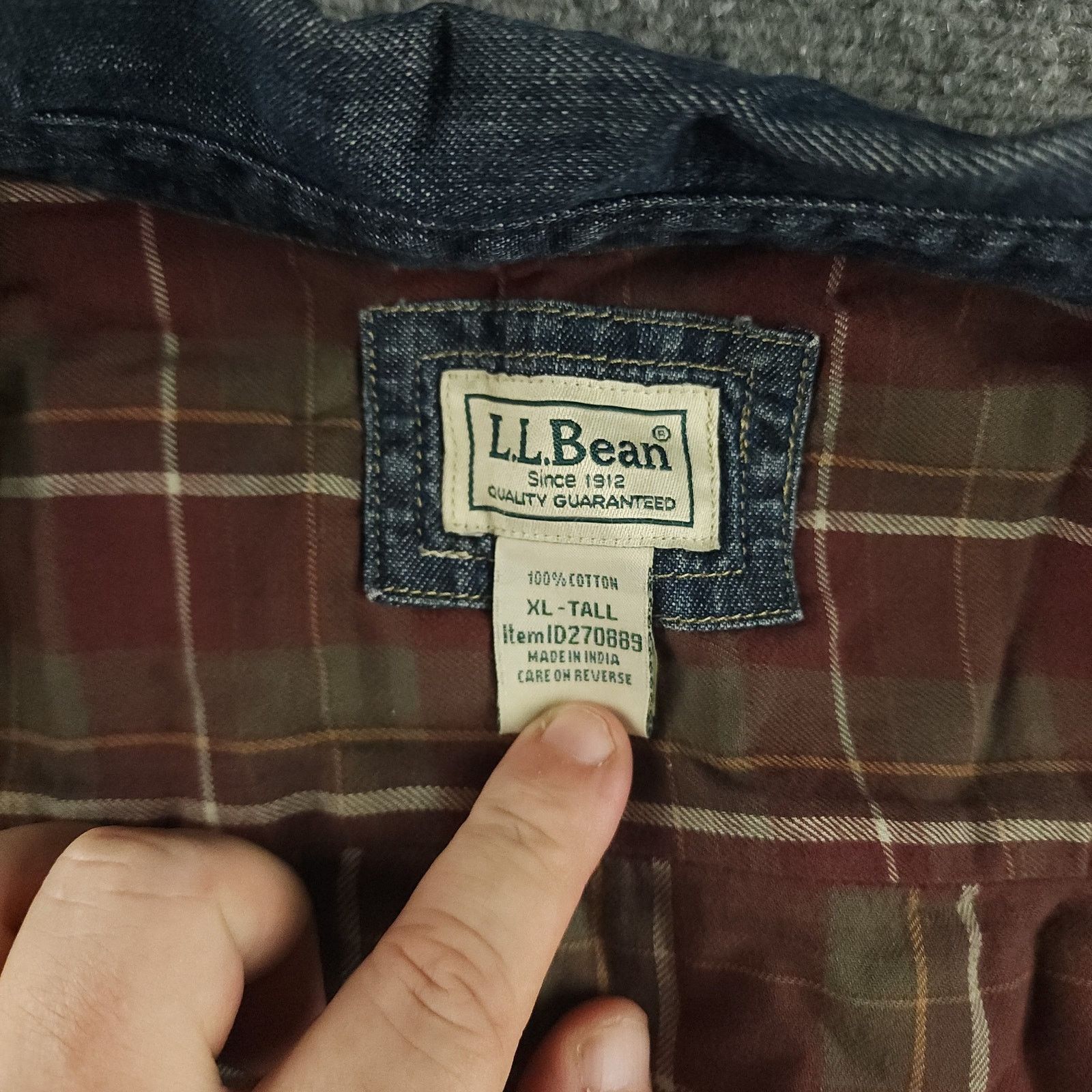 Flannel LL Bean Denim Flannel Lined Shirt Shacket XLT Size US XL / EU 56 / 4 - 5 Thumbnail