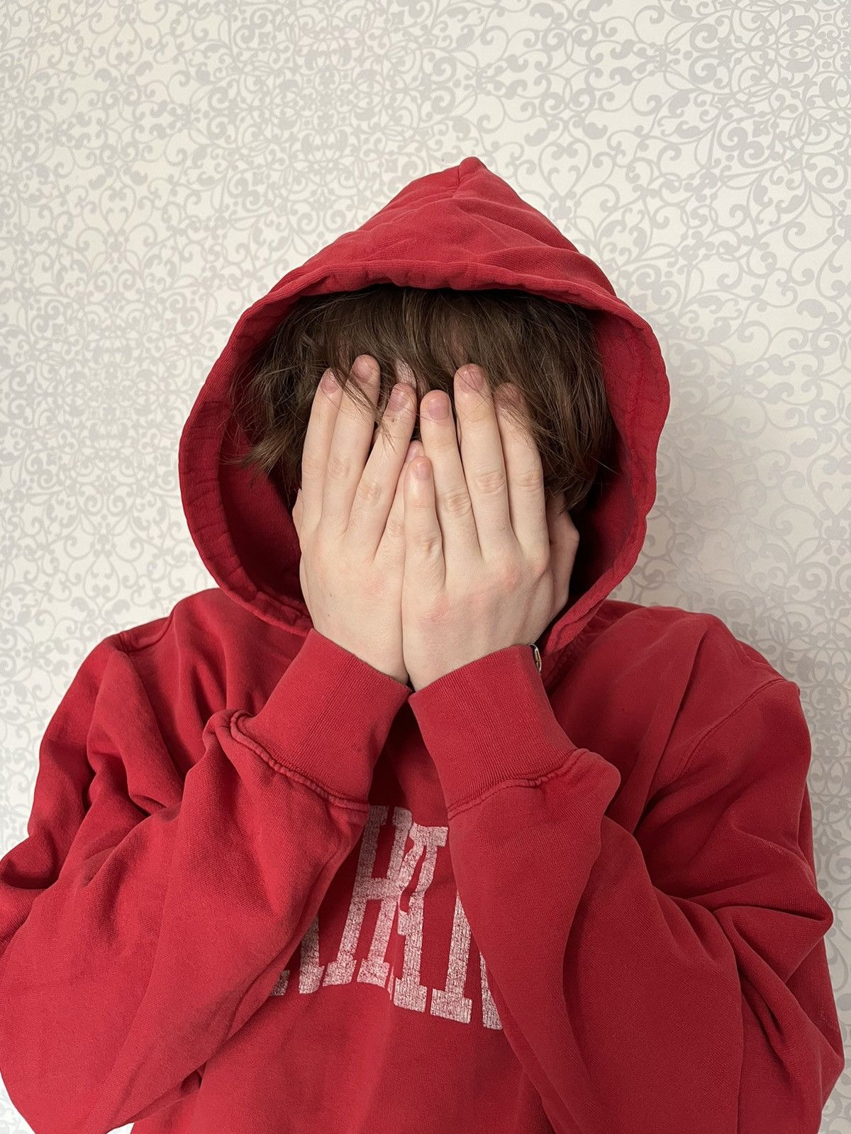 Carhartt × Vintage Vintage 90s Carhartt Men Distressed Red Logo Hoodie Size US L / EU 52-54 / 3 - 14 Thumbnail