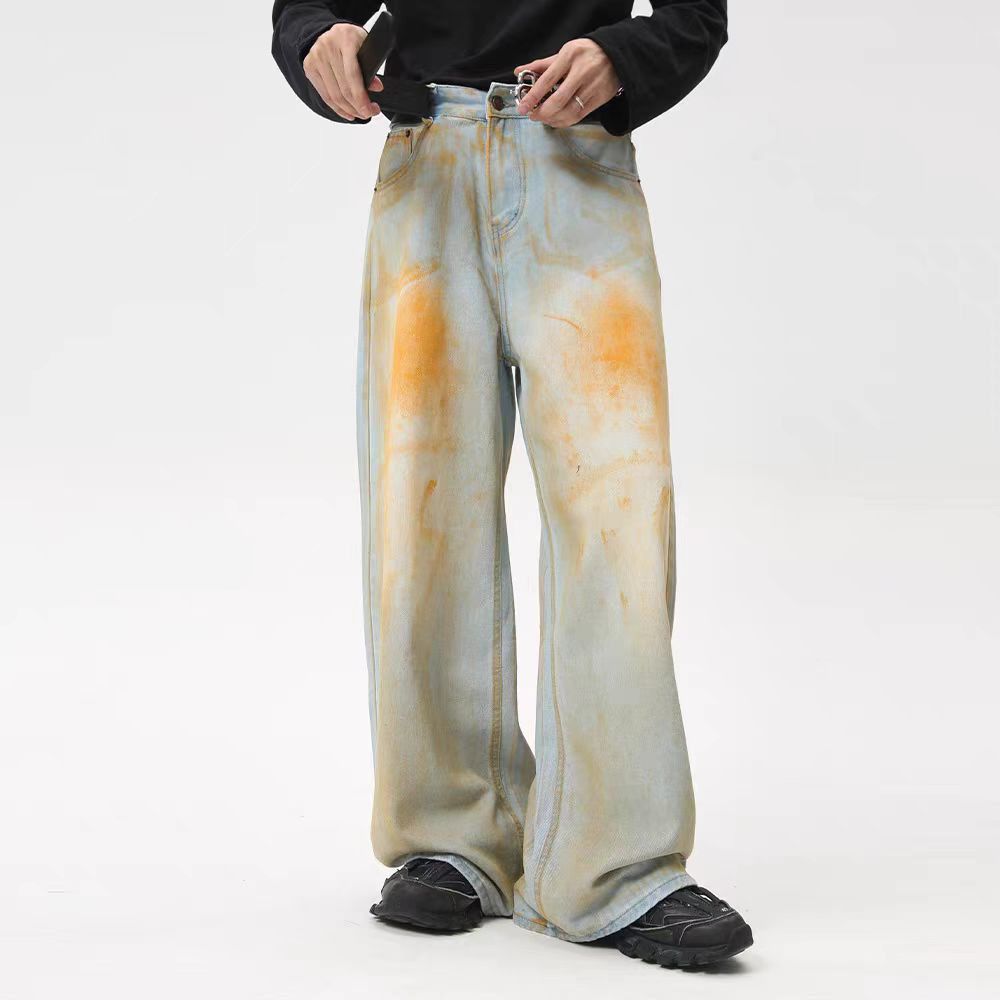 Japanese Brand × Jean Street Aged Dirty Wide Leg Jeans Size US 32 / EU 48 - 1 Thumbnail