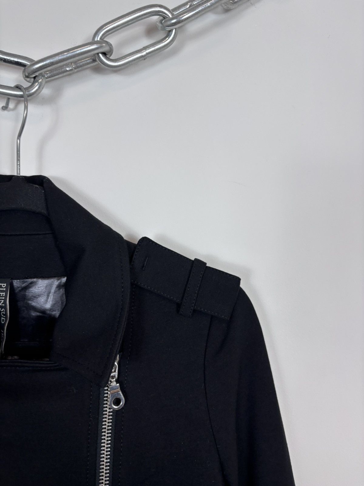 plein sud Plein Sud Jeanius Women’s Black Biker Jacket Asymmetric Zip Size M / US 6-8 / IT 42-44 - 6 Thumbnail