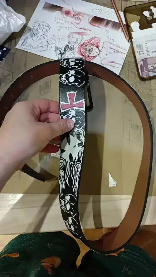 Other Skull Skeleton pattern pin buckle Belt Size ONE SIZE - 3 Thumbnail