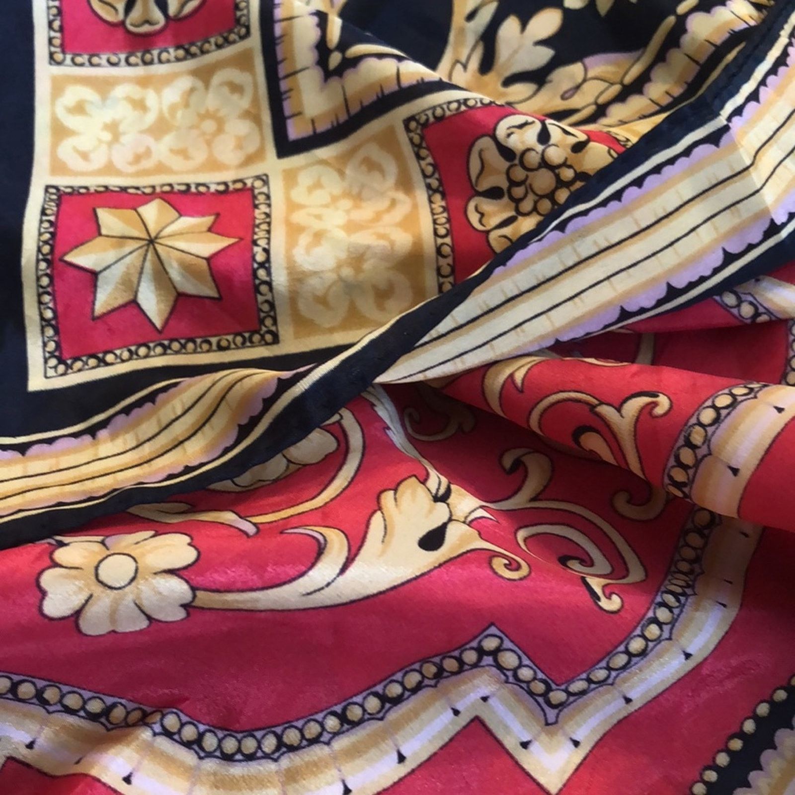 Other Italian design navy pink & gold tone silk scarf Size ONE SIZE - 2 Thumbnail