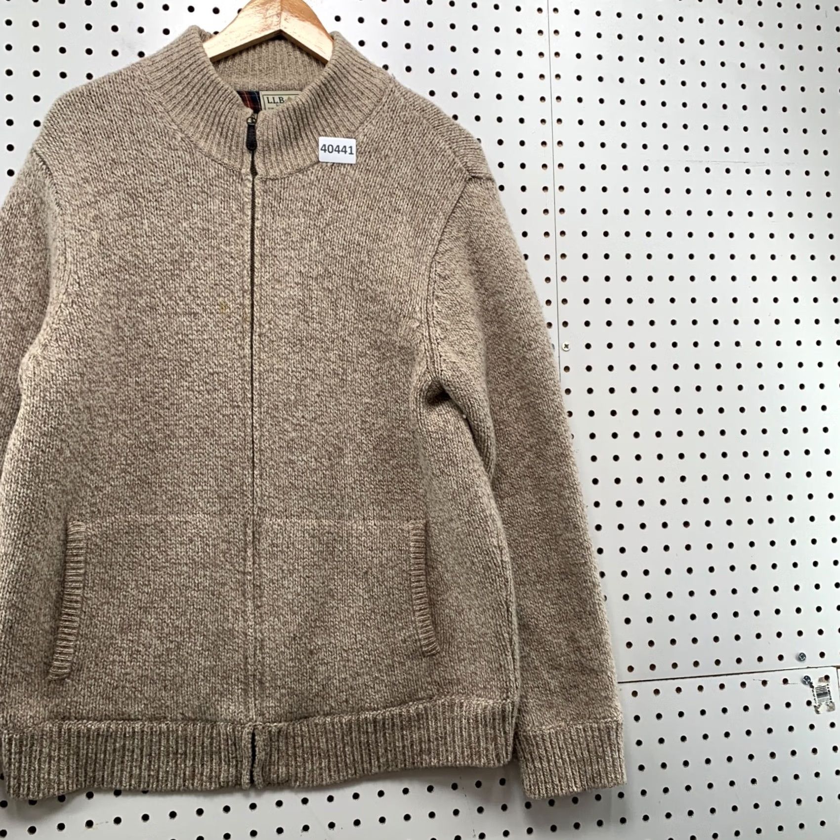 Vintage LL Bean Lambswool Knit Zip Jacket Mens Large Brown Flannel Lined Bomber Jacket 21x27.5 Size US L / EU 52-54 / 3 - 6 Thumbnail