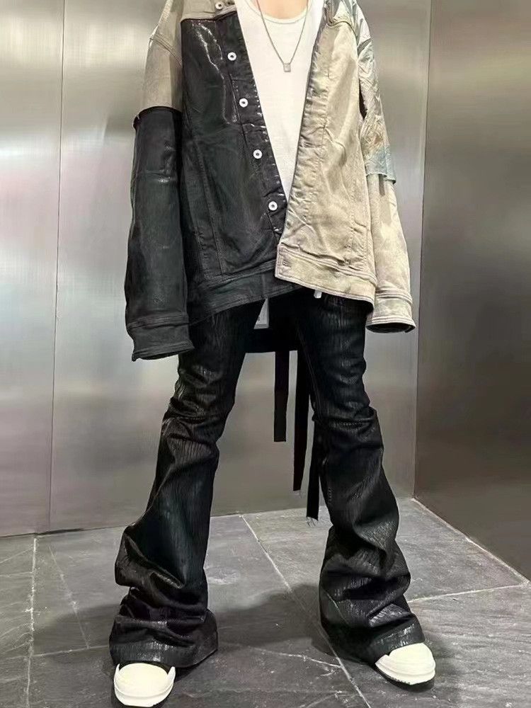 Japanese Brand × Vintage Black Punk Style Wide Leg Jeans Size US 34 / EU 50 - 2 Thumbnail