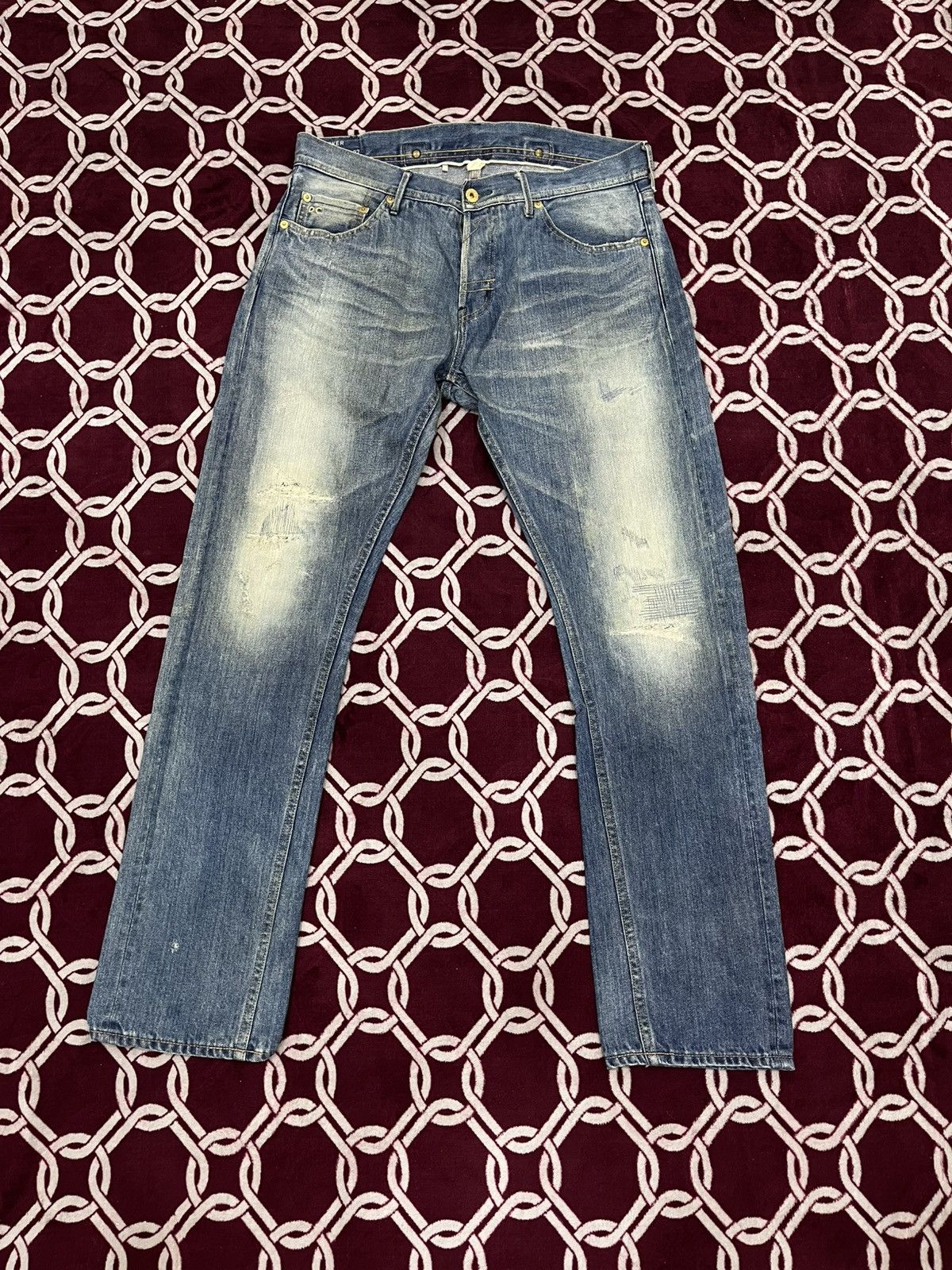 Japanese Brand Deluxe Clothing Distressed Reworked Half Selvedge Denim Size US 34 / EU 50 - 1 Thumbnail