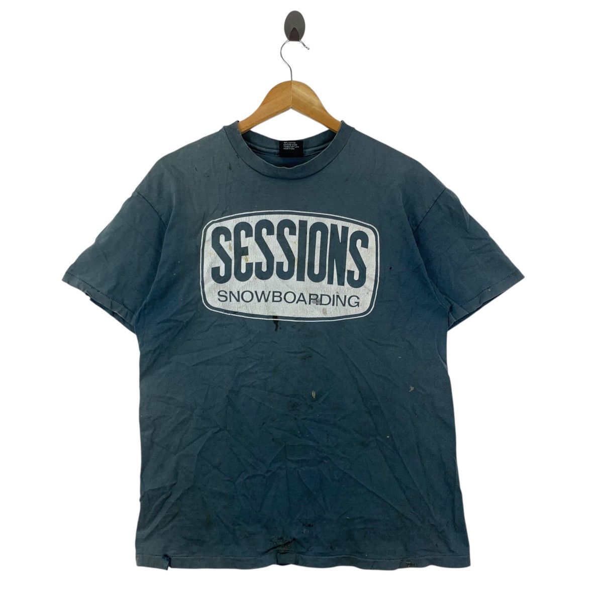 Sessions Vintage 90s Trashed SESSIONS SNOWBOARDING Skate Usa Tshirt Size US L / EU 52-54 / 3 - 1 Thumbnail