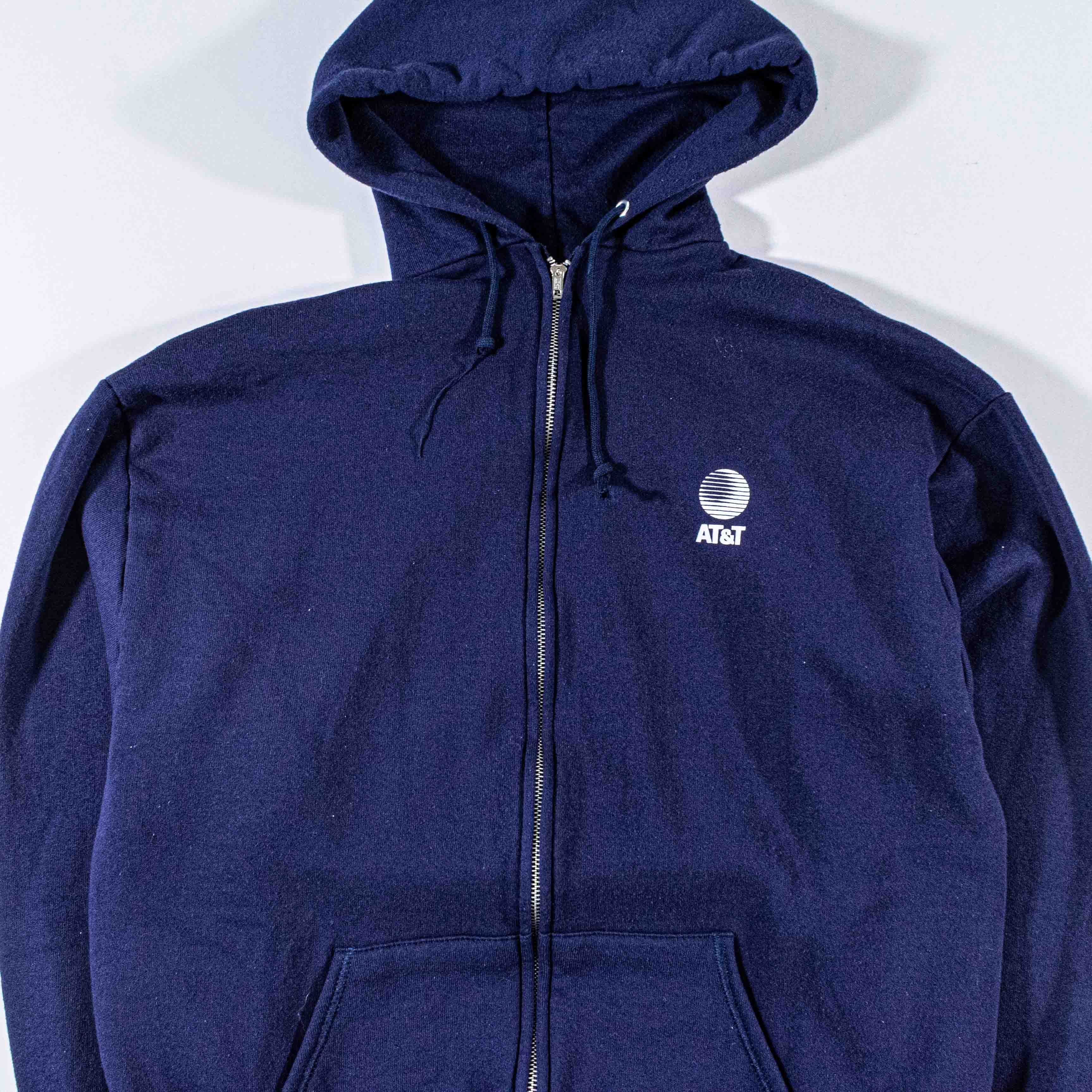Jerzees Vintage AT&T Logo Full Zip Hoodie Jerzees Sweatshirt Tech Size US XL / EU 56 / 4 - 4 Thumbnail