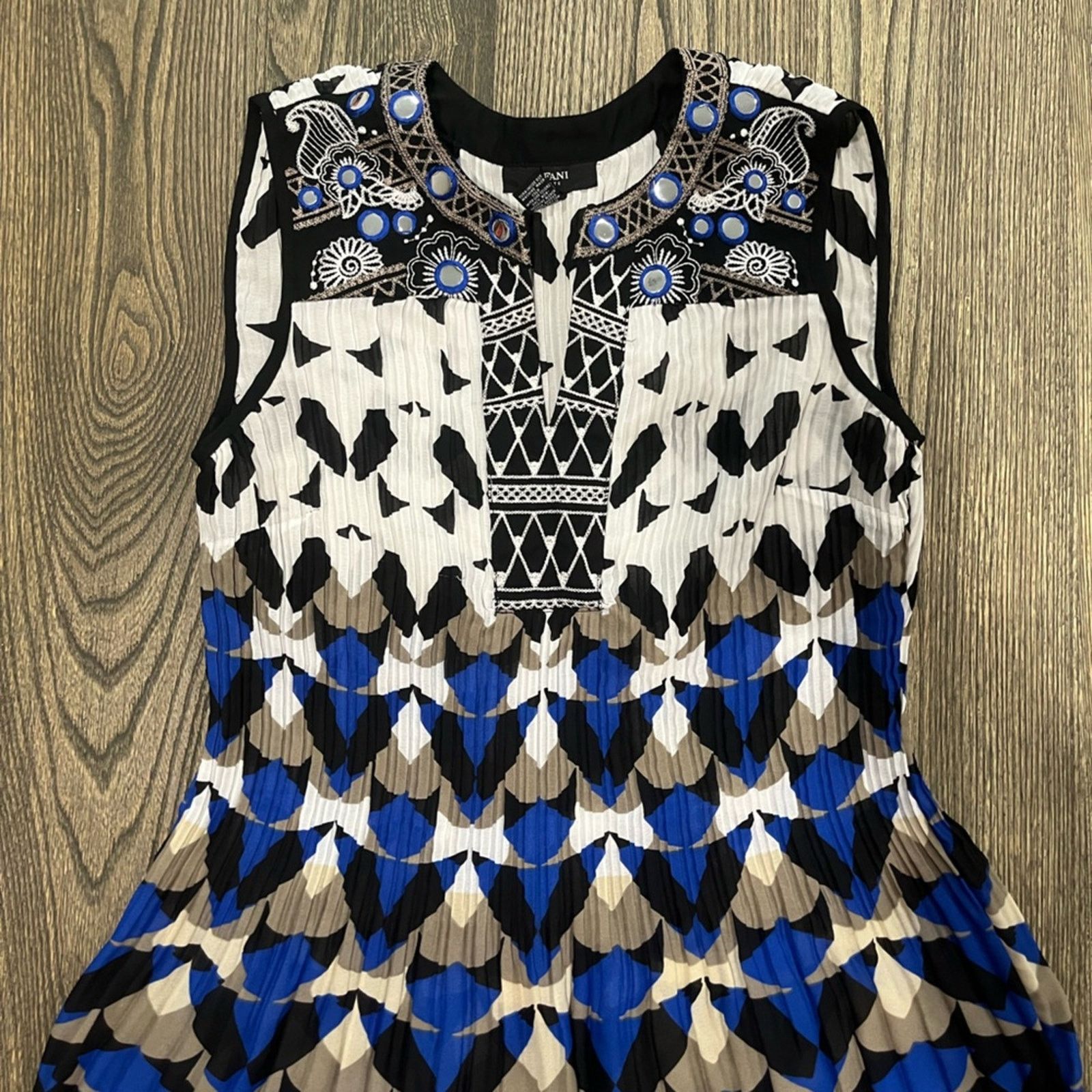Alfani Alfani Dress Mini Geometric Print Sleeveless V Neck Sz 12P Size XL / US 12-14 / IT 48-50 - 3 Thumbnail