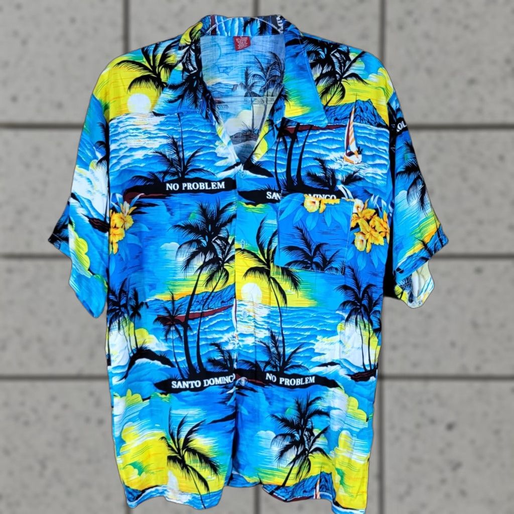 Vintage Tropical Hawaiian Mens Shirt L Blue Floral Short Sleeve Button-Up Shirt Mens Size US L / EU 52-54 / 3 - 1 Thumbnail