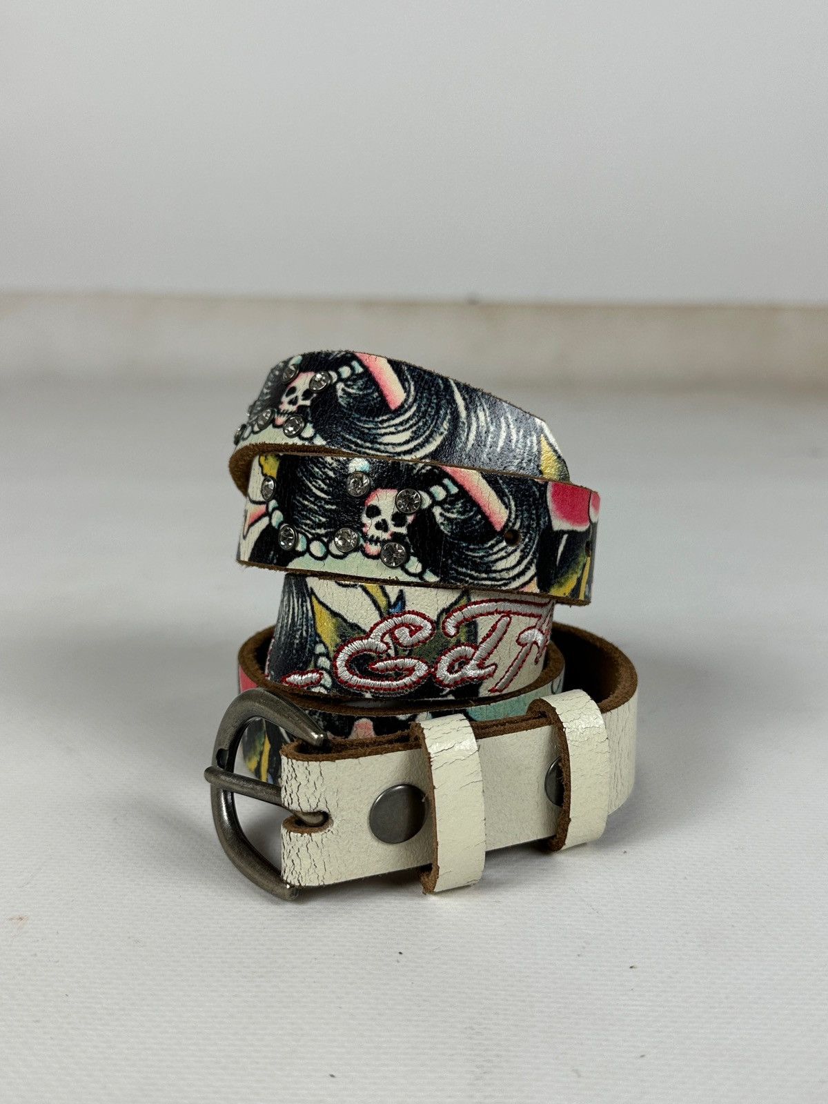 Vintage Ed Hardy Rhinestones Leather Belt