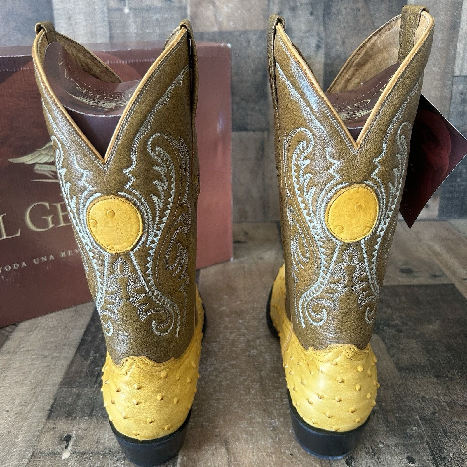 Vintage El General Ostrich Print Western Cowboy Boots Mens 11 EE Size US 11 / EU 44 - 10 Thumbnail