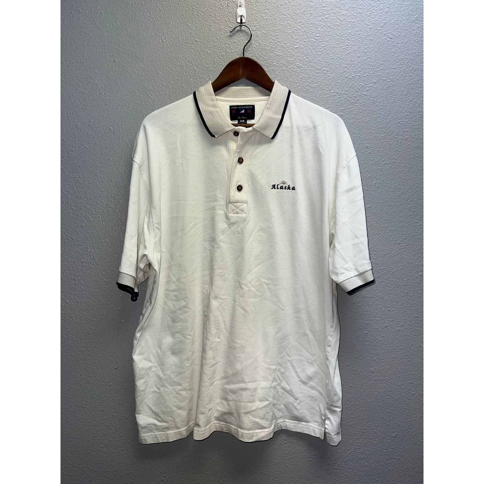 Port Authority Vintage Alaska Polo White Collared 100% Cotton Mens XL Size US XL / EU 56 / 4 - 1 Thumbnail