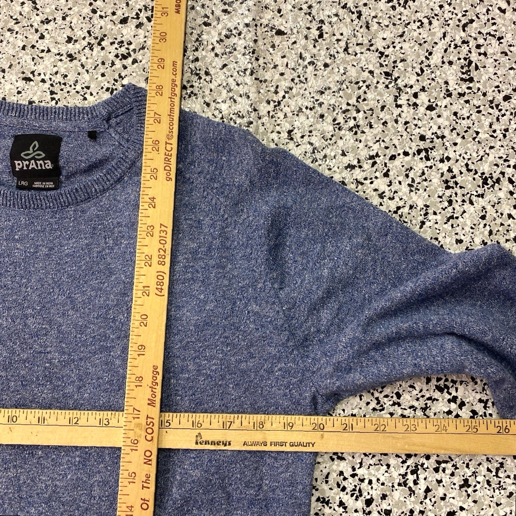 Prana prAna Crew Sweater Mens L Blue Anchor Heather Sustainable Minimalist Knit Pullover Size US L / EU 52-54 / 3 - 3 Thumbnail
