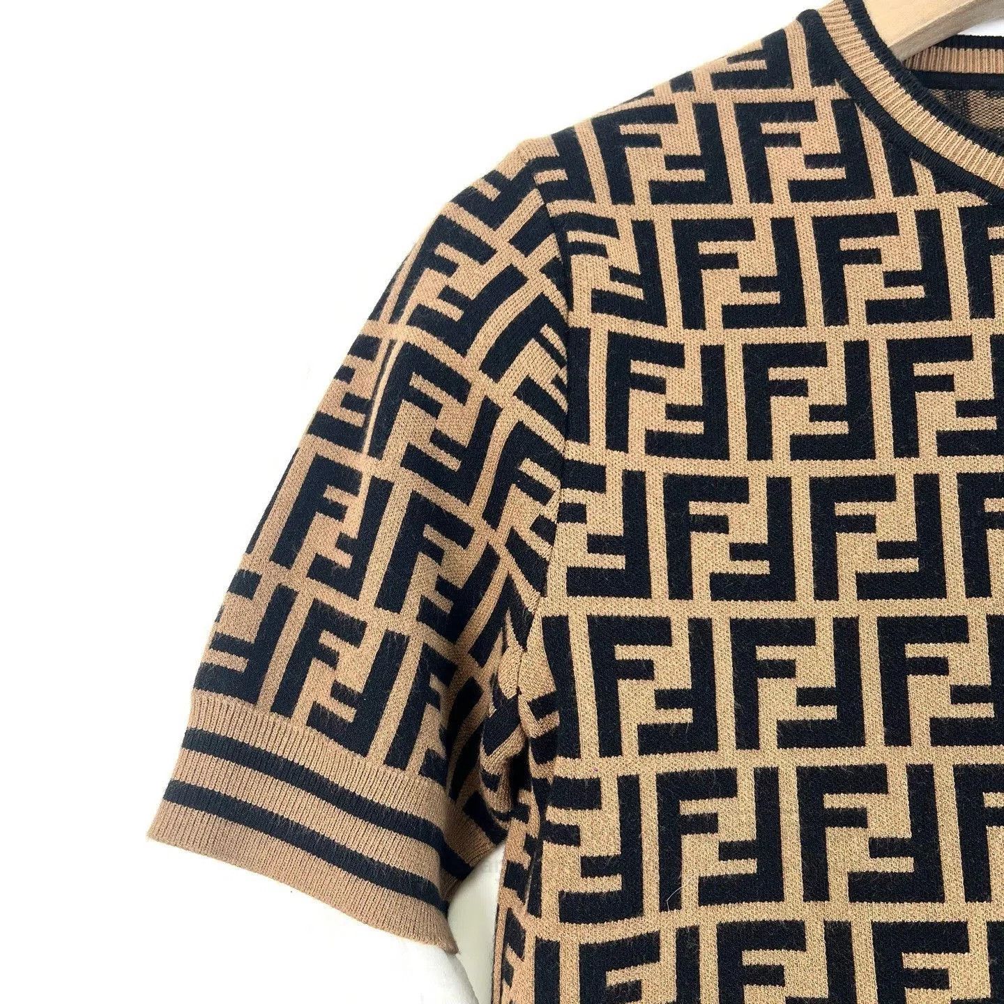 Fendi Fendi Brown Double F All-over Print Knit. Size US XXS / EU 40 - 5 Thumbnail