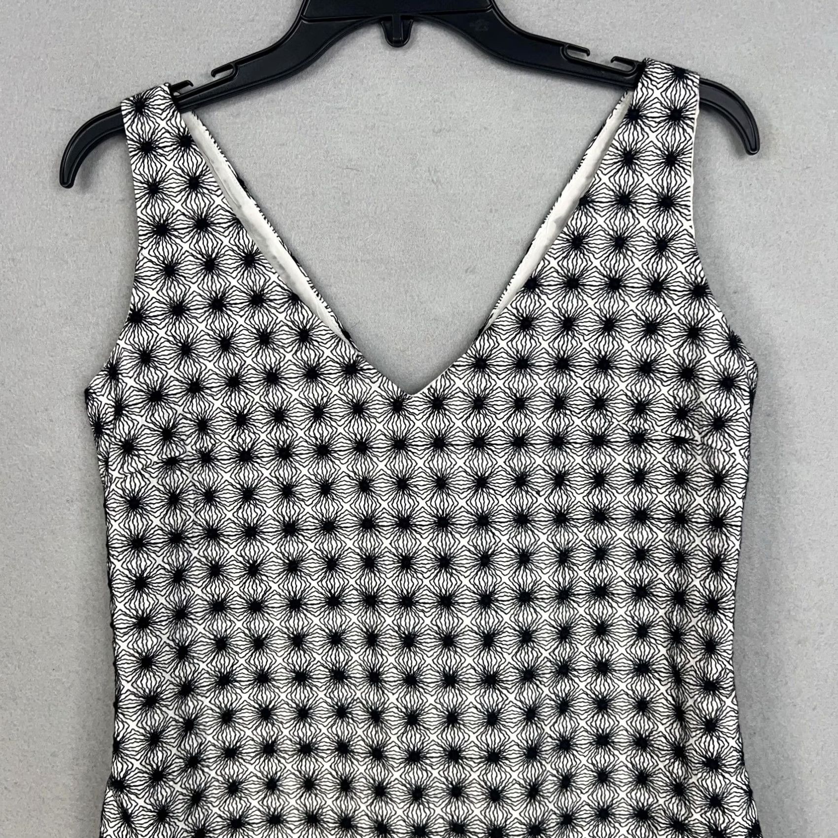 Piazza Sempione PIAZZA SEMPIONE Dress Womens Small Black White V-Neck Party Cocktail Sheath Lux Made in Italy Size S / US 4 / IT 40 - 2 Thumbnail