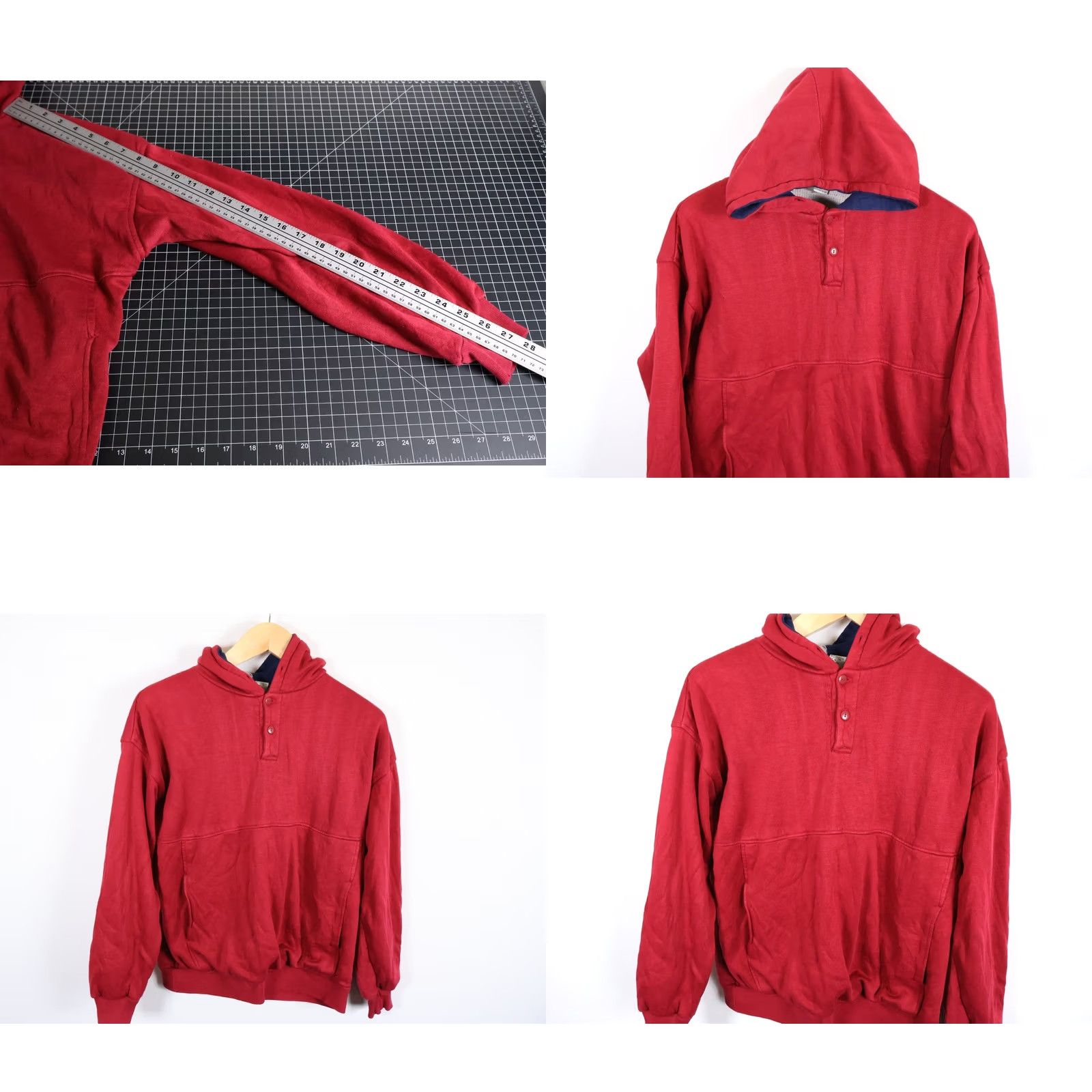 McGregor VINTAGE MacGregor Hoodie Men’s Medium Red Pullover Thermal Lined 90s Sweatshirt VTG Size US M / EU 48-50 / 2 - 8 Thumbnail