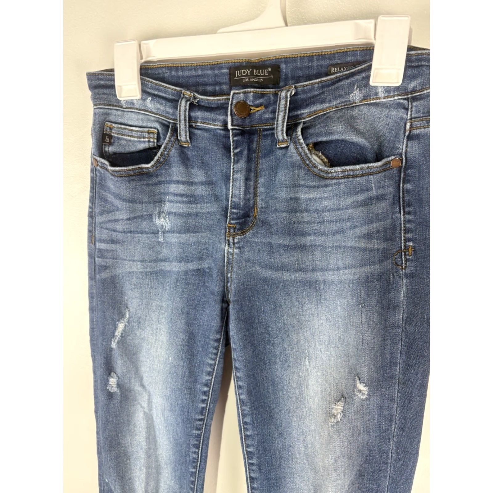 Vintage Judy Blue Med Faded Wash Distressed Relaxed Fit Skinny Jeans Womens Size 9/29 Size 30" / US 8 / IT 44 - 2 Thumbnail