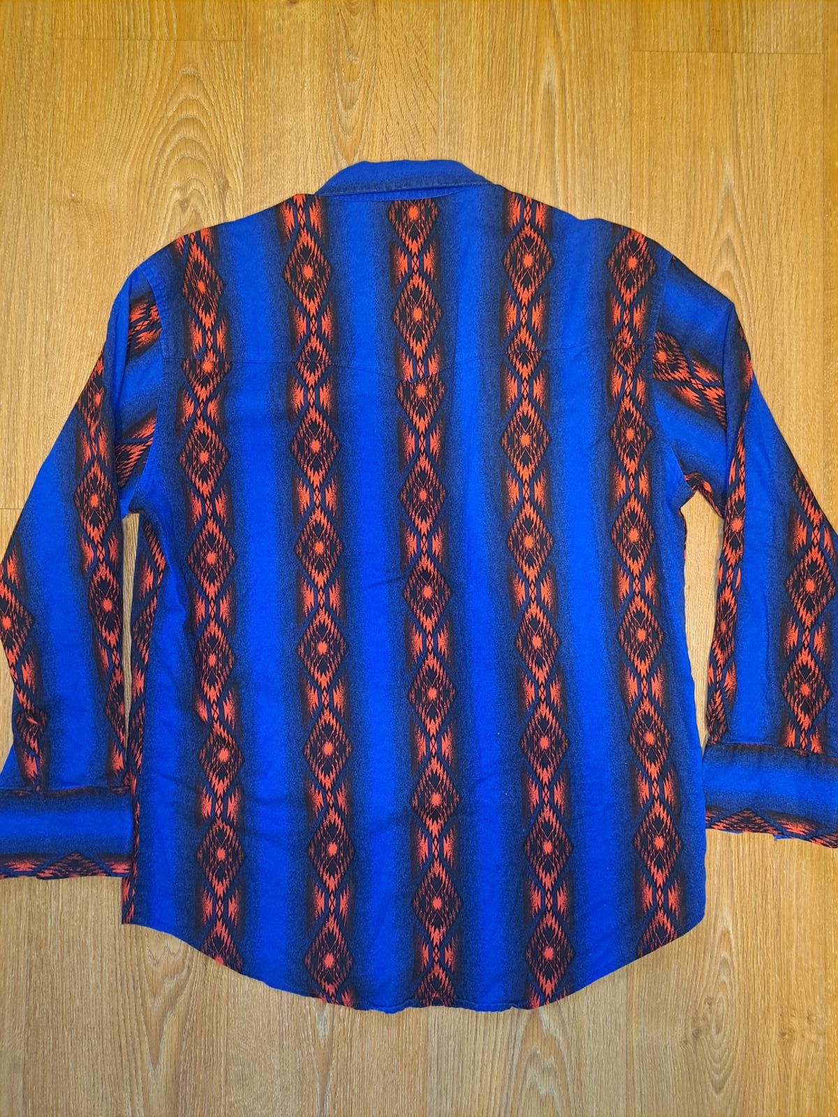 Wrangler VINTAGE Wranger Pearl Snap Shirt Mens Large Blue Red Aztec Size US L / EU 52-54 / 3 - 4 Thumbnail