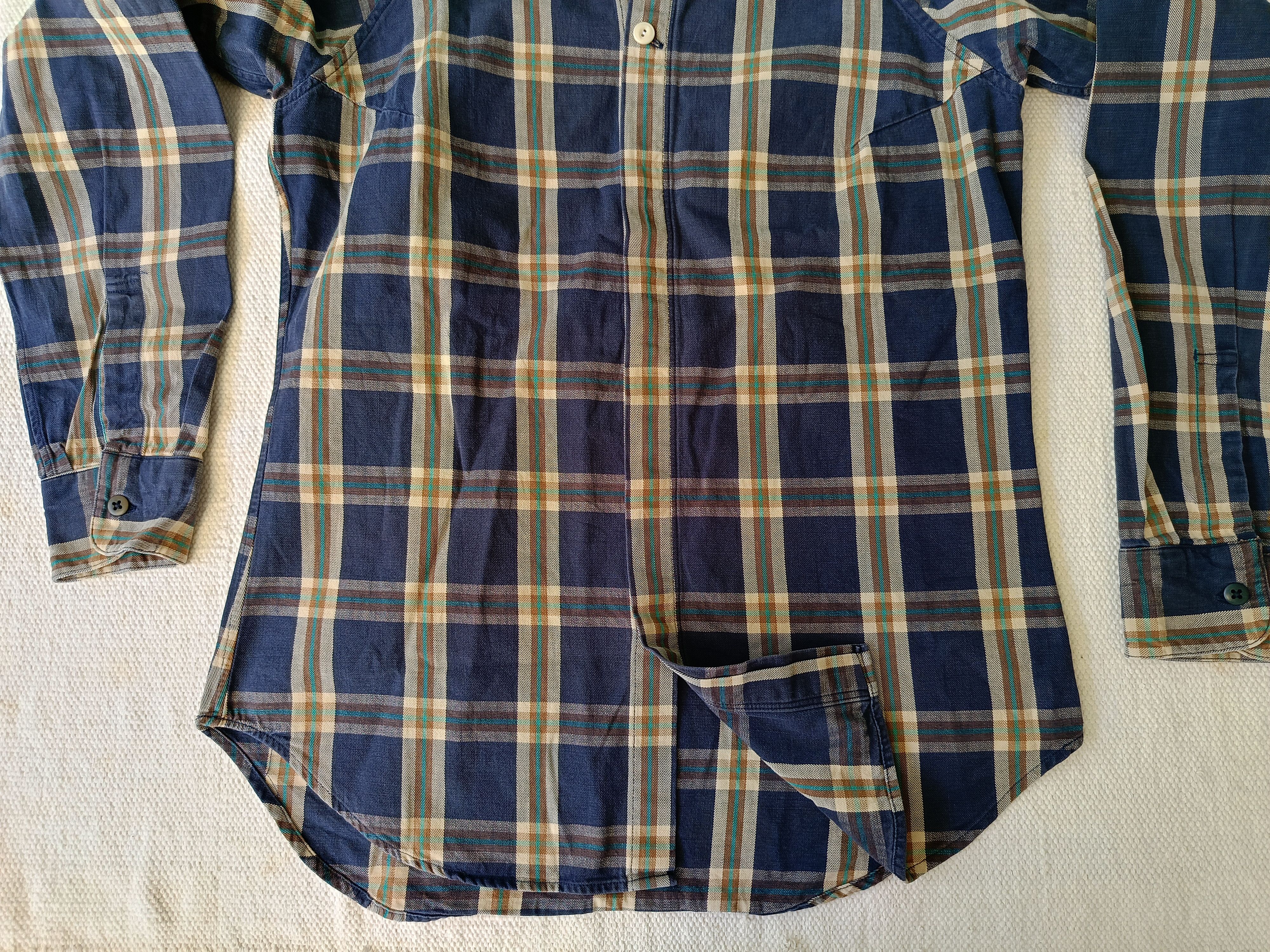 45rpm 45RPM by R Japan plaid ladies indigo navy blue slimfit shirt Size S / US 4 / IT 40 - 15 Thumbnail