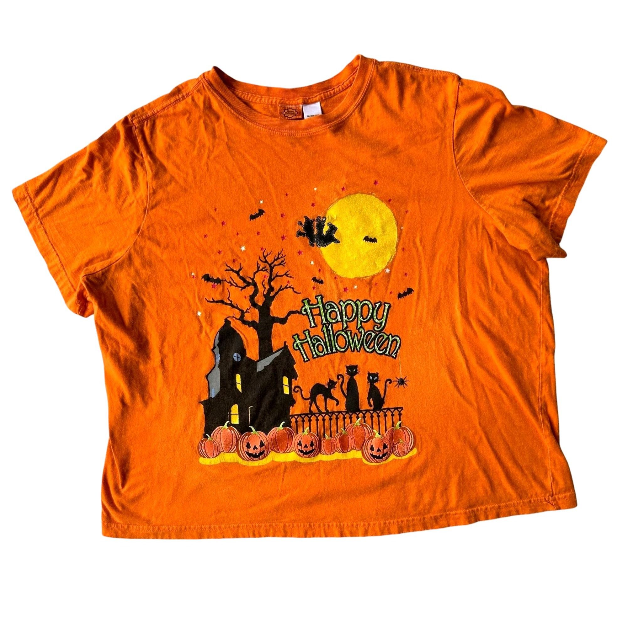 Vintage VTG 90's Happy Halloween T-Shirt 3XL 22W 24W Orange Black Ca Size 3XL / US 20-22 - 2 Thumbnail