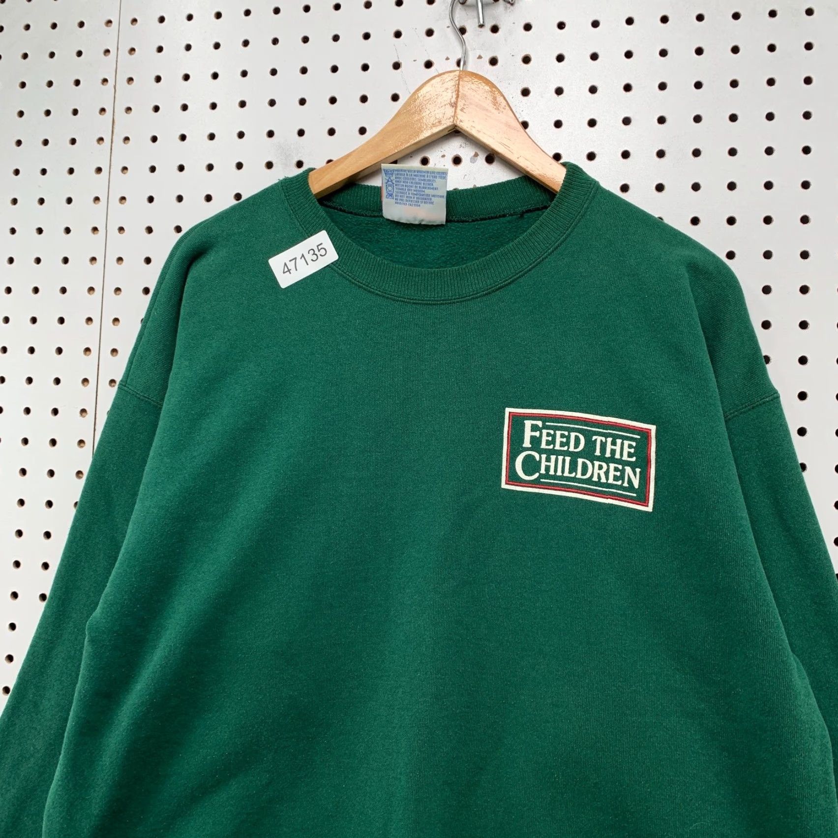 Hanes VINTAGE Feed The Children Sweatshirt Mens Large Green Fleece 90s Crewneck Heavy Size US L / EU 52-54 / 3 - 7 Thumbnail