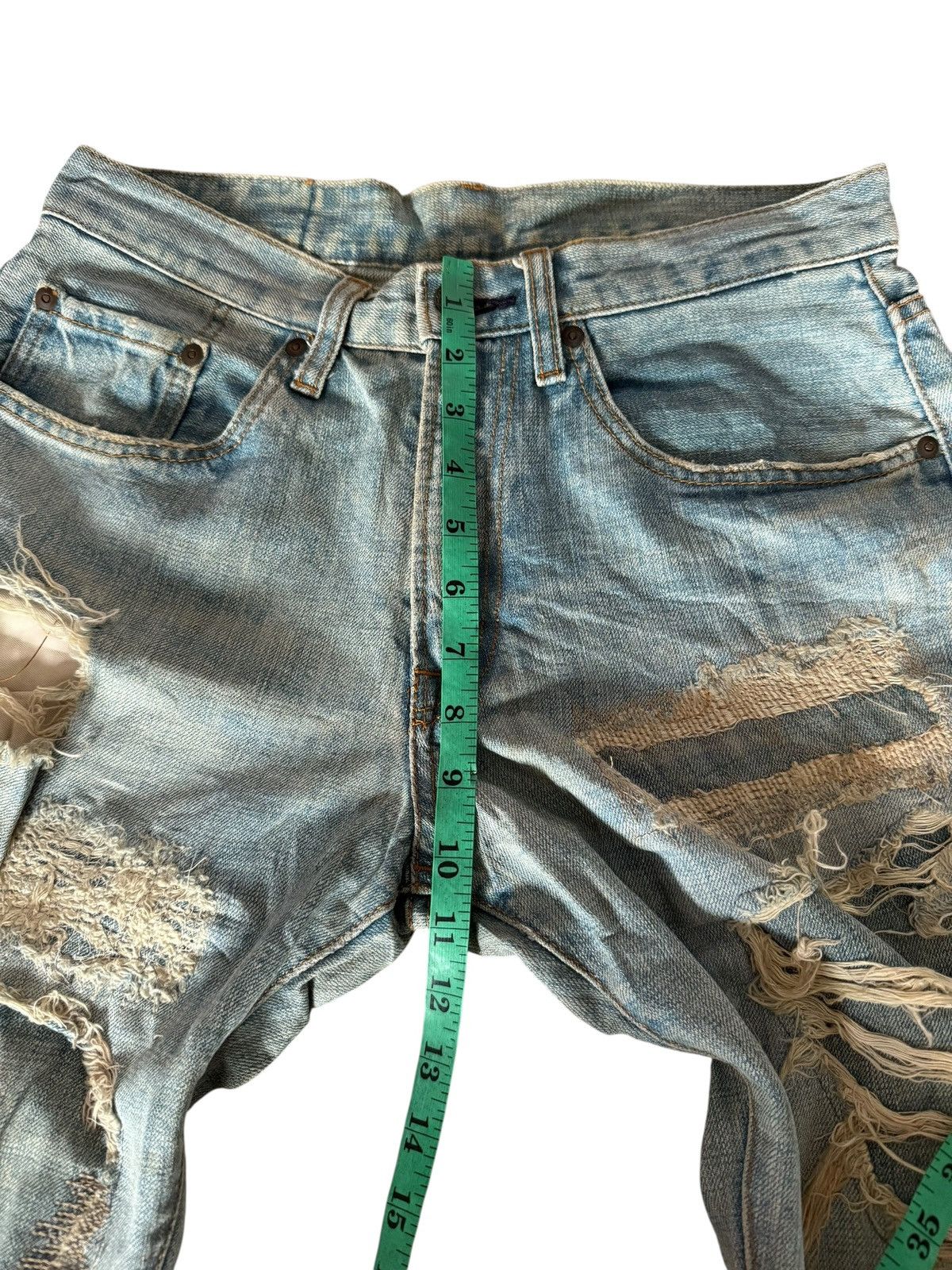 Japanese Brand Japanese Ykk New Max Faded Distressed Rare Design Denim Size US 29 - 19 Thumbnail