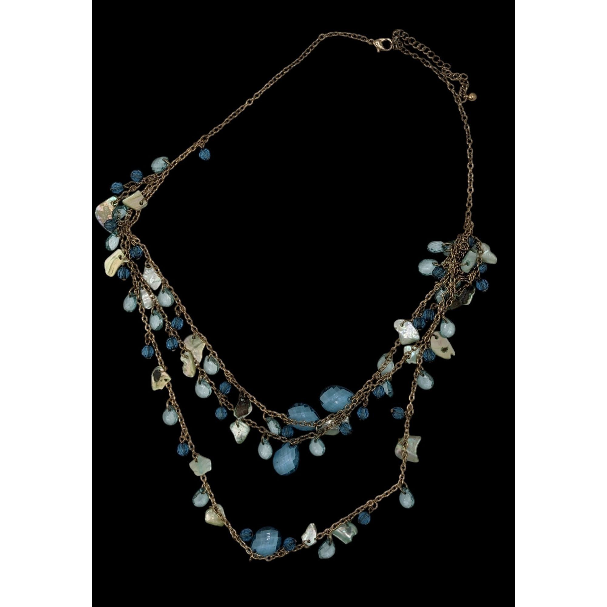 Other Bohemian Multilayer Necklace With Blue Shell and Faceted Bea Size ONE SIZE - 3 Thumbnail