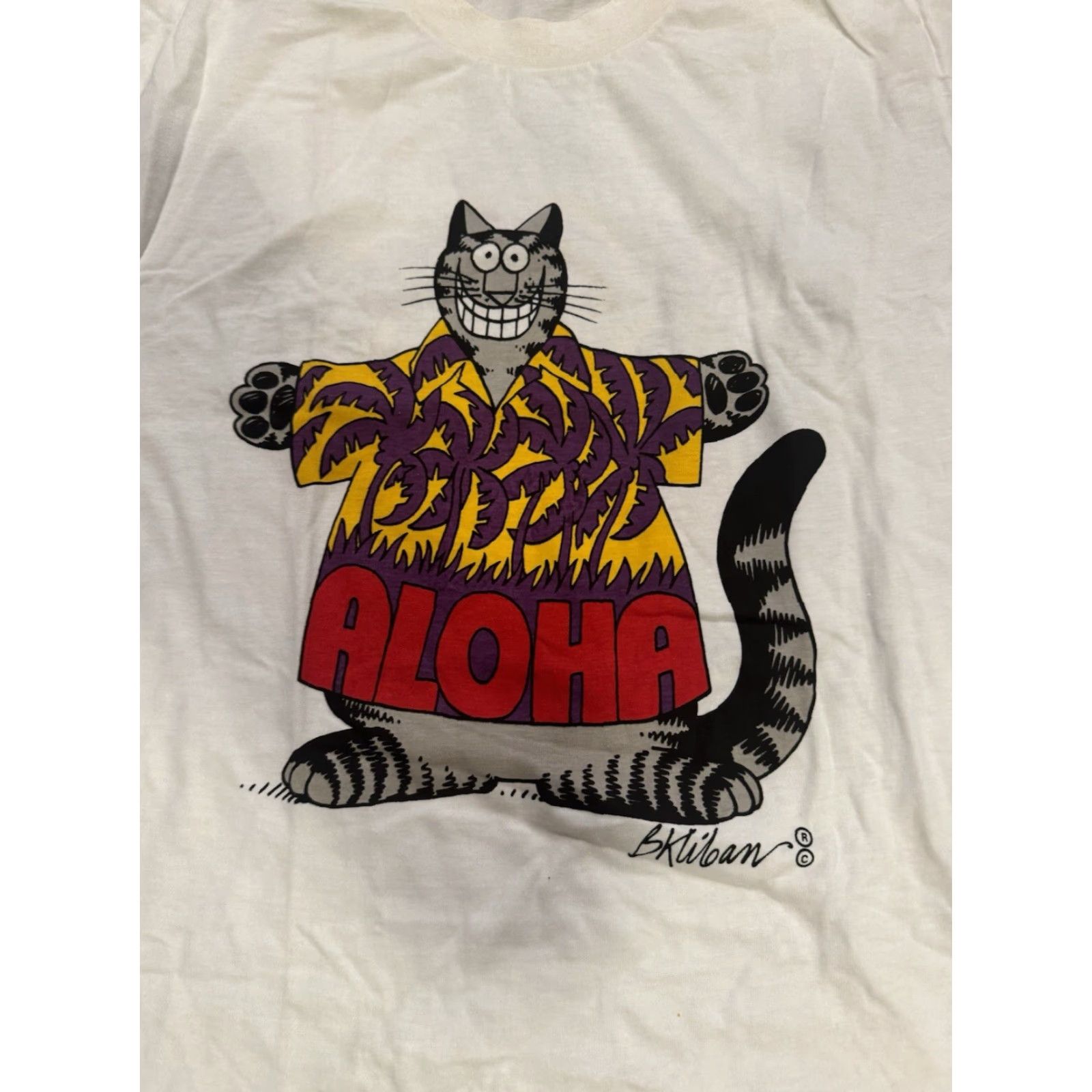 Vintage VINTAGE Crazy Shirts Hawaii B Kliban Cat Shirt Aloha 90s Large Single Stitch USA Shirt Unisex Adults Mens Womens Size US L / EU 52-54 / 3 - 5 Thumbnail