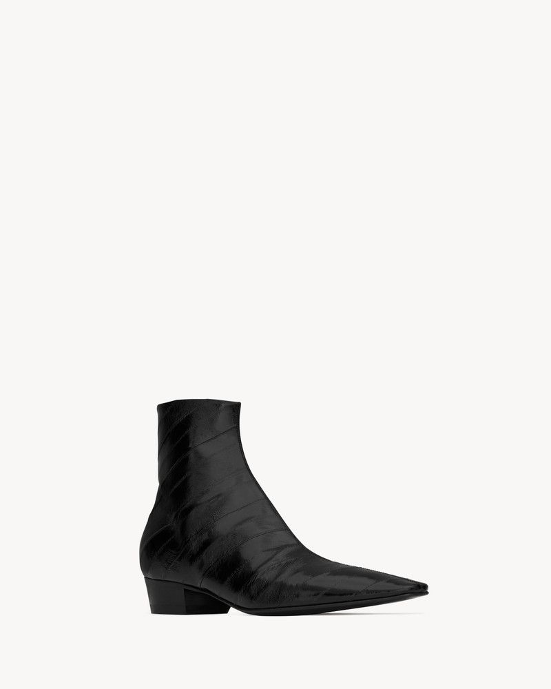 Saint Laurent Paris o1s1wg110126 799794 Paolo Boots in Eel in Black Size US 7 / EU 40 - 4 Thumbnail