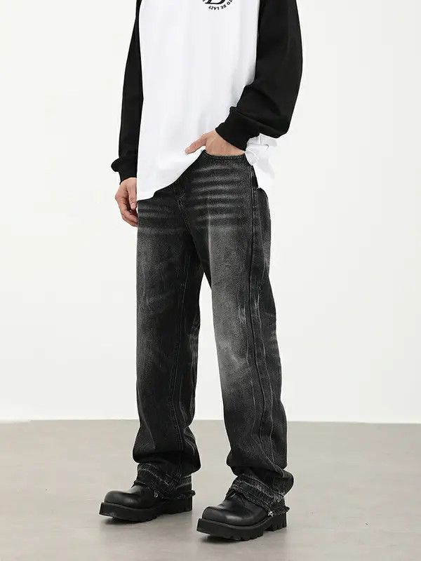 Japanese Brand High street tie-dye washed dirty white baggy jeans Size US 33 - 5 Thumbnail