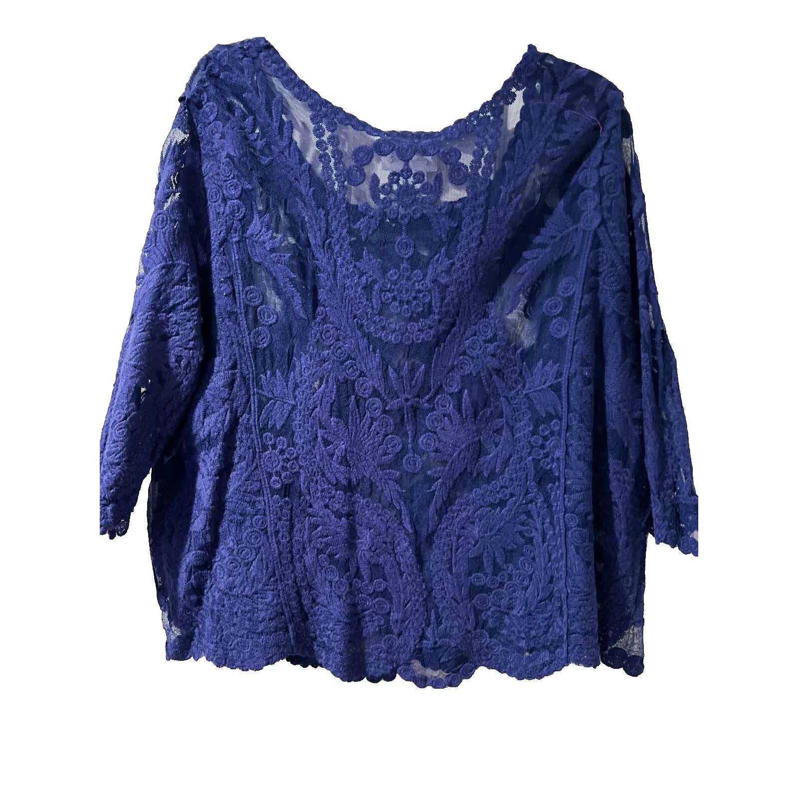 & Other Stories Emma WOMENS EMB TOP ECLIPSE Blue Size 1X A001775 Size 4XL / US 24-26 - 2 Thumbnail
