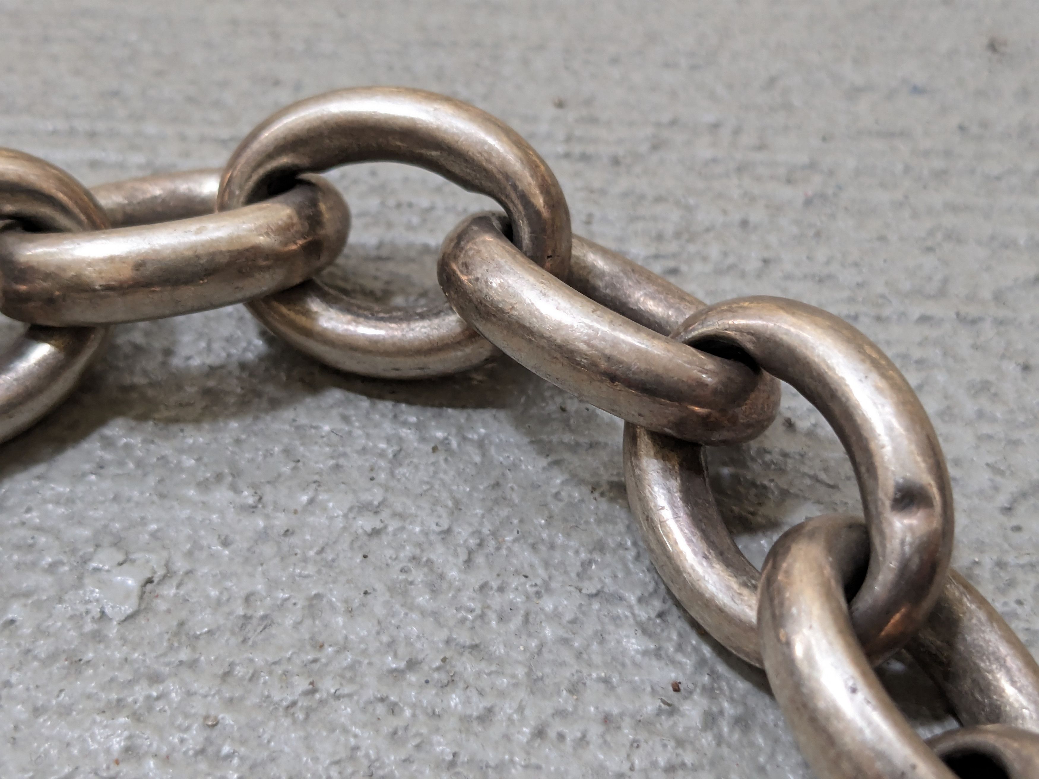 Other Vintage Sterling Silver Bracelet 9.5" Oval Chain Link 90s Size ONE SIZE - 6 Thumbnail