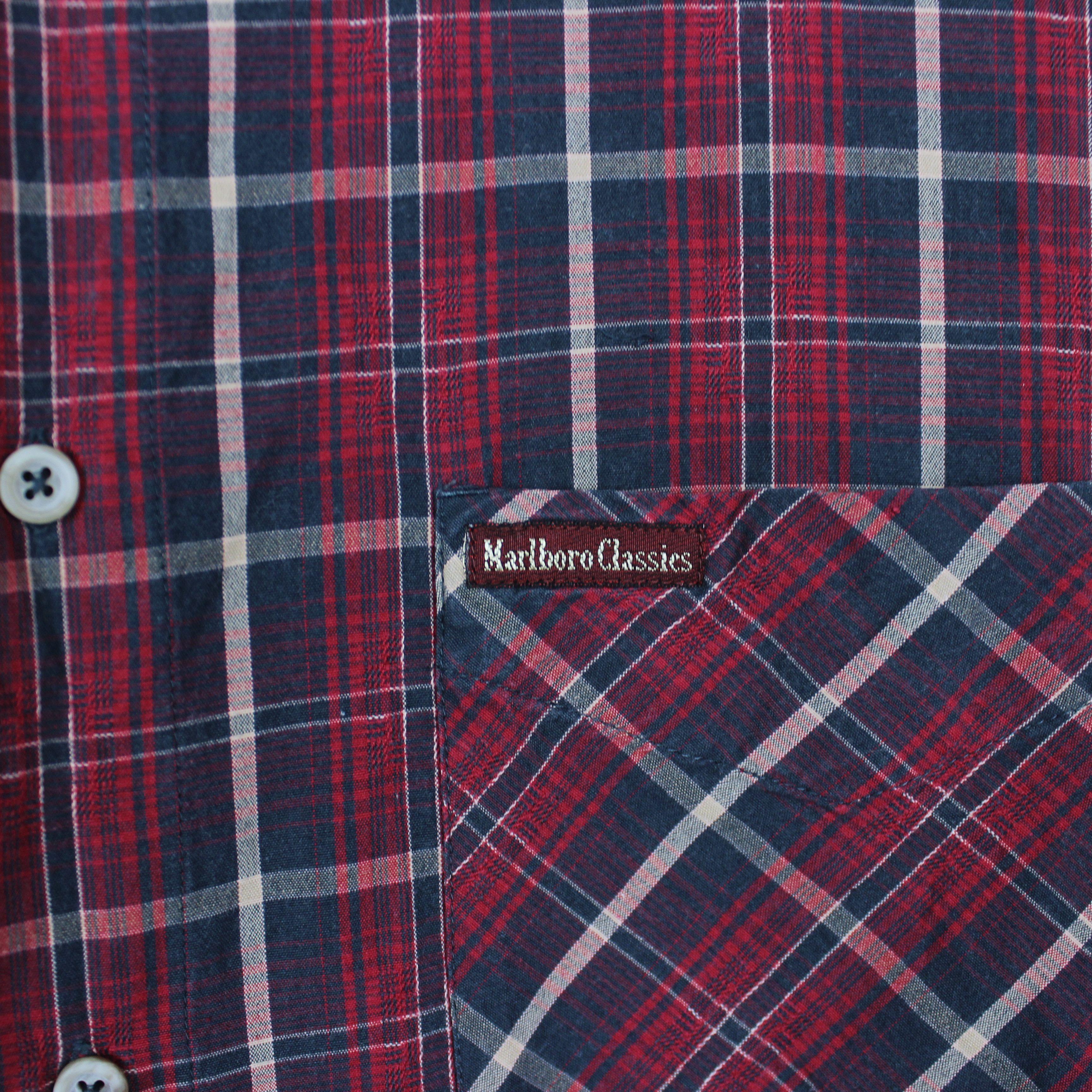 Marlboro Marlboro shirt men buttons ups L cotton red plaid Size US L / EU 52-54 / 3 - 4 Thumbnail