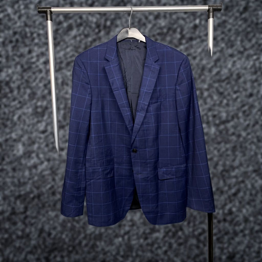 Hugo Boss HUGO BOSS Mens Wool Blazer Jacket L Blue Check Wool Blazer Mens L Blue Check Vintage: No Size 42R - 1 Thumbnail