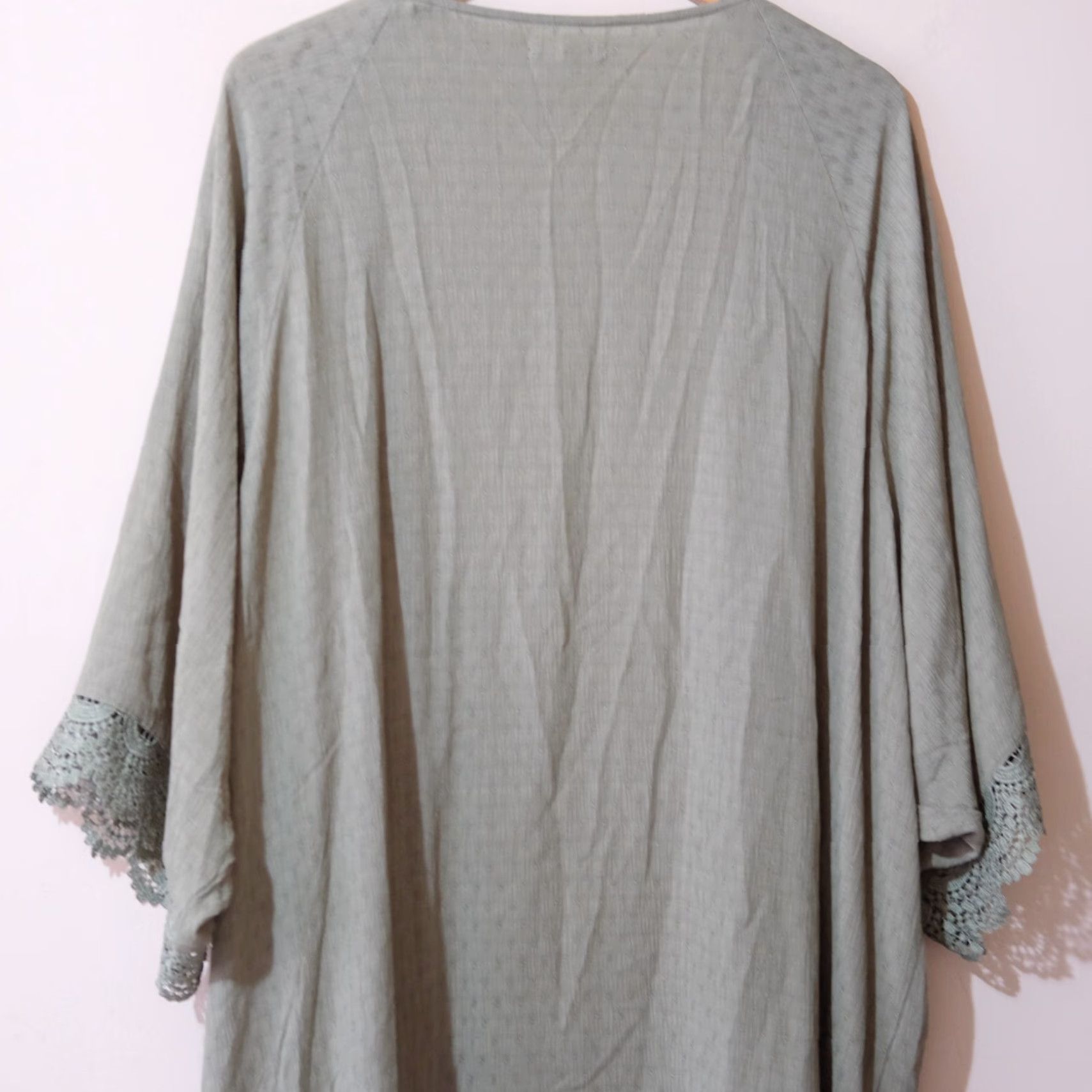 Vintage Maurices Open Front Cardigan 3/4 Sleeve Lace Trim Green Size 1 #H4-28 Size XS / US 0-2 / IT 36-38 - 5 Thumbnail