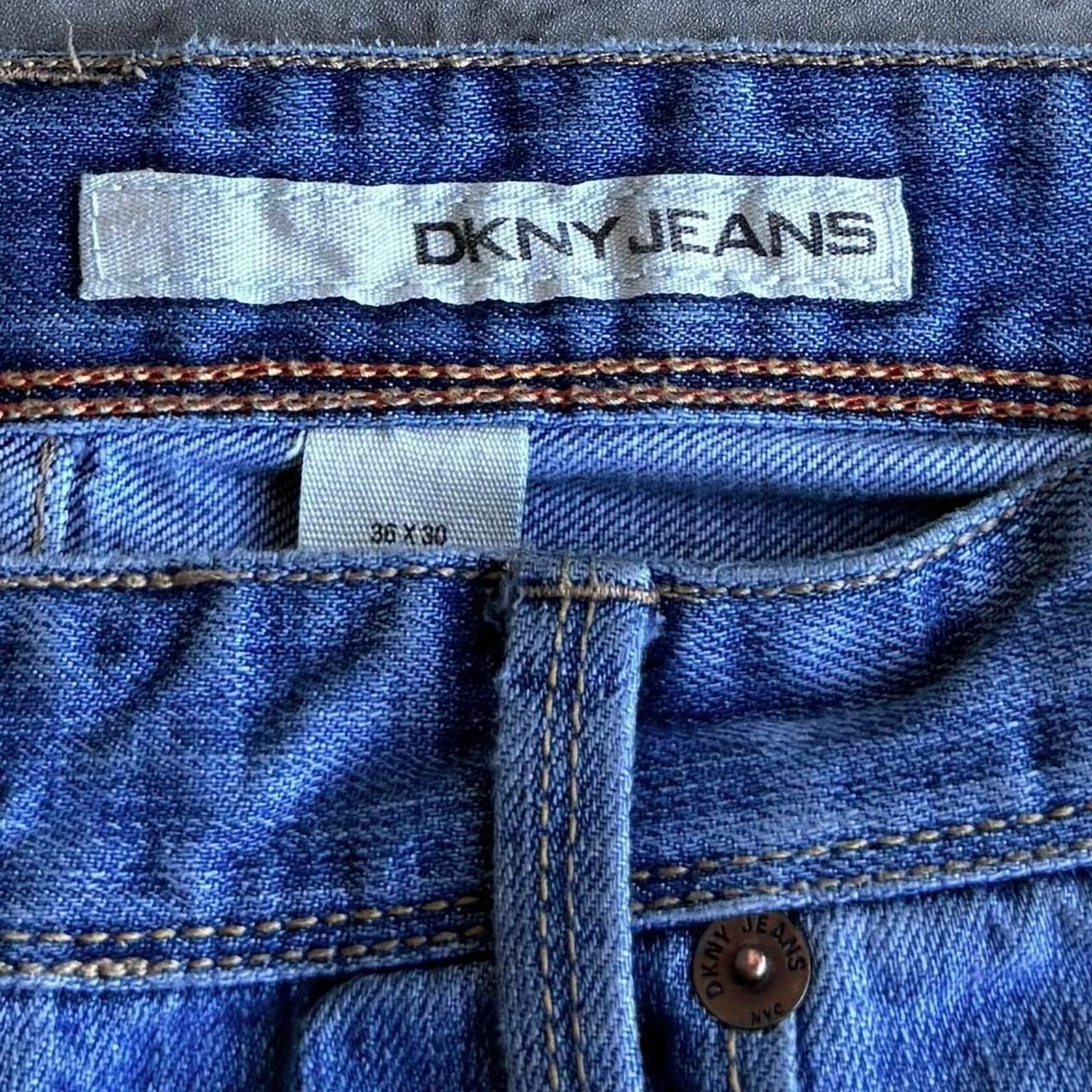 DKNY × Japanese Brand × Vintage Vintage Y2K DKNY Baggy Embroidered Grunge Opium Denim Jeans Size US 35 - 4 Thumbnail