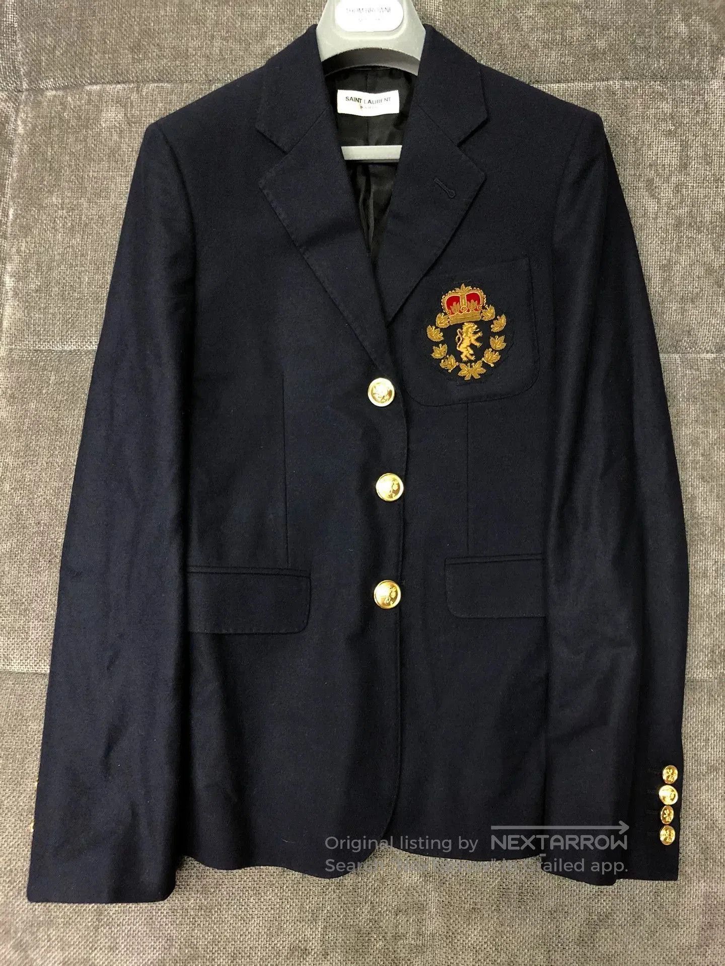Saint Laurent Paris Saint Laurent Gold Crest Blue Blazer. Size US XS / EU 42 / 0 - 2 Thumbnail