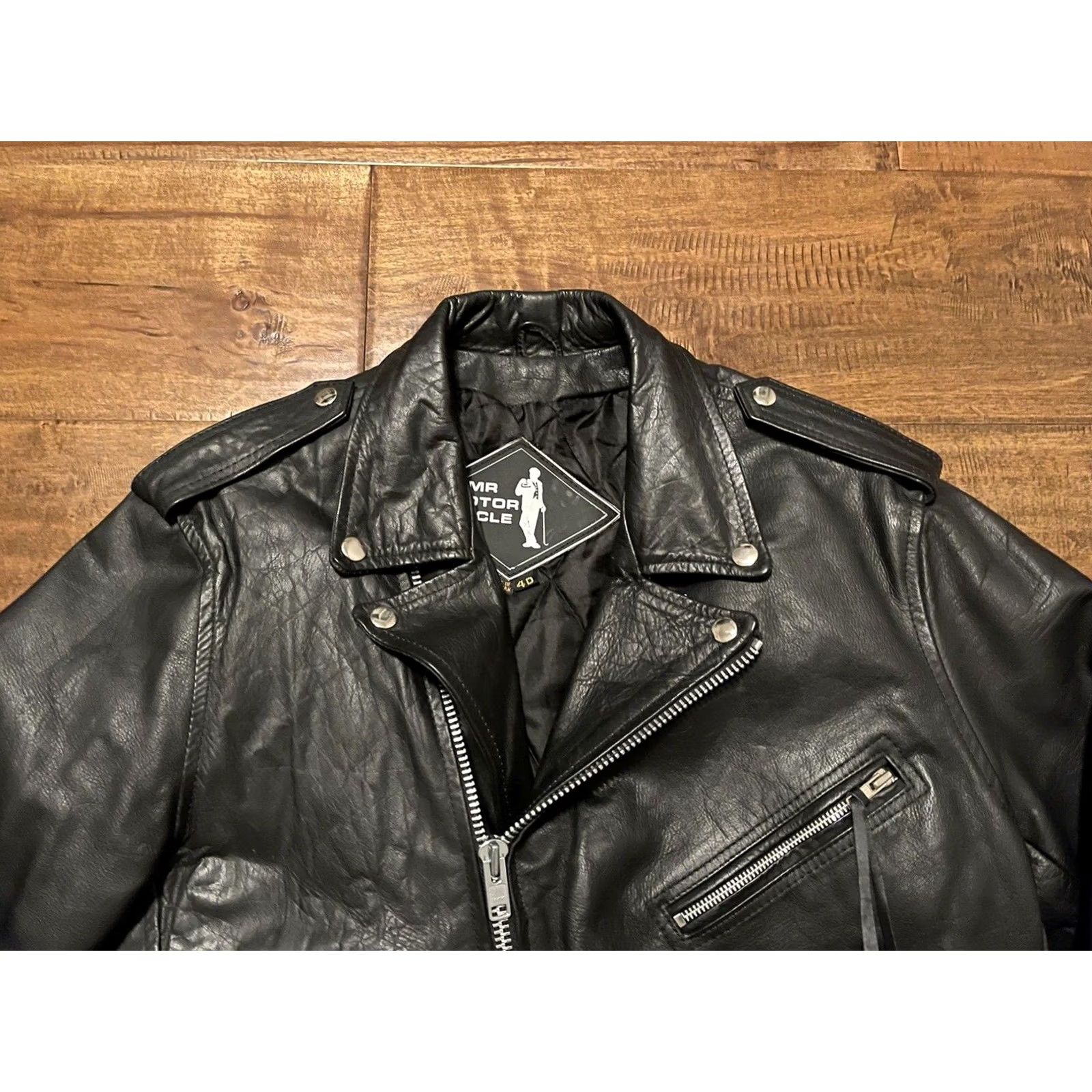 Vintage VINTAGE Mr. Motorcycle Black Leather Moto Biker Riding Jacket Men's Size 40 Jacket Mens Black Leather Biker Motorcycle Theme 40 Size US XXS / EU 40 - 3 Thumbnail