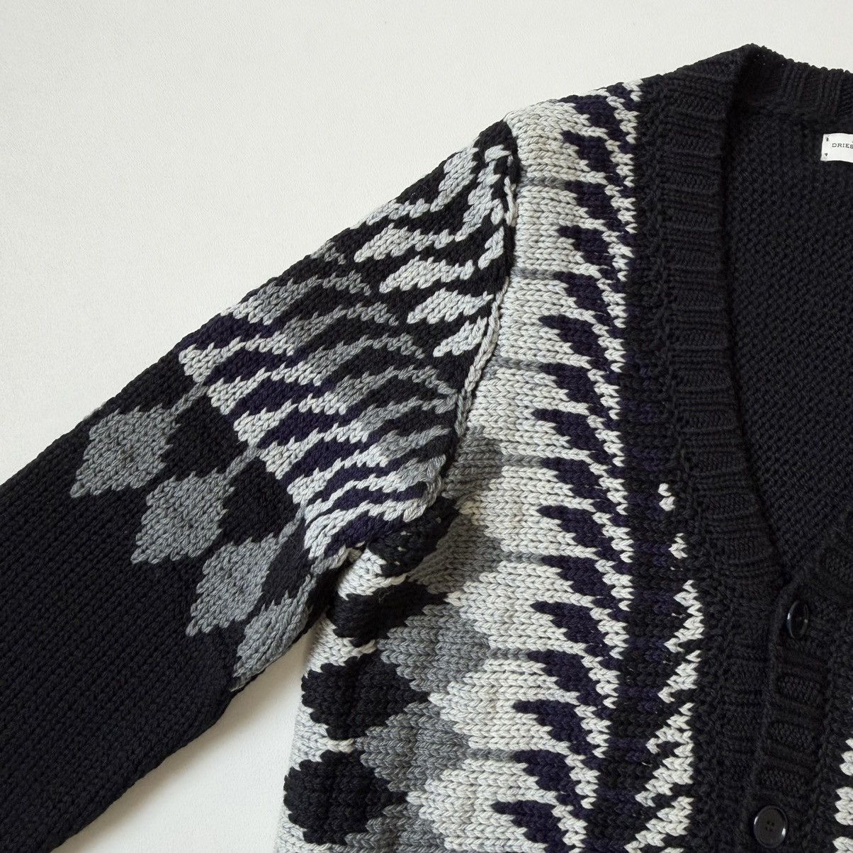 Dries Van Noten ‘Abstract Patterned’ Black Wool Cardigan Size US M / EU 48-50 / 2 - 6 Thumbnail