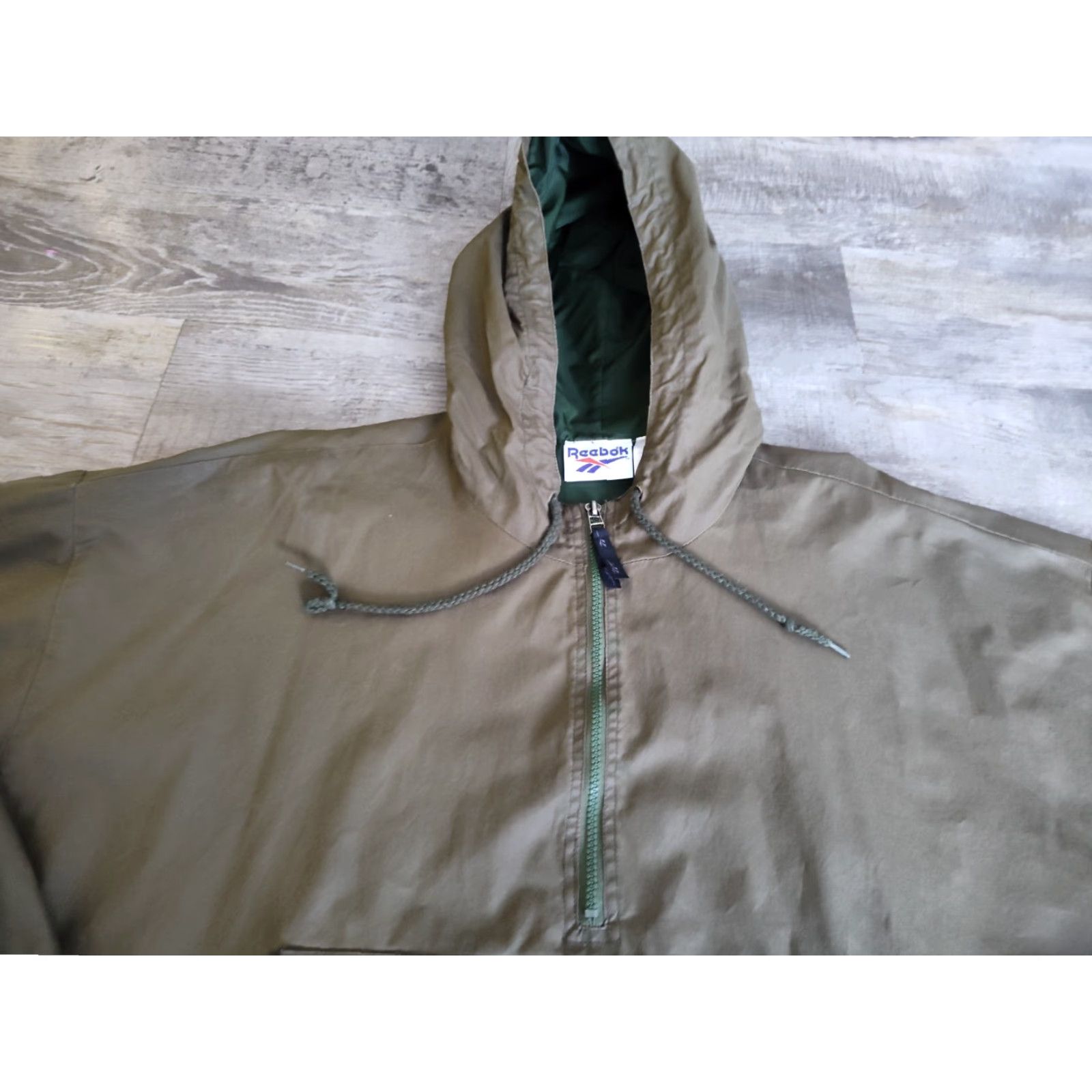 Reebok VINTAGE Reebok Hooded Pullover Jacket XL Green Men's Casual Spring Fall Winter Zip Pockets Logo Size US XL / EU 56 / 4 - 6 Thumbnail